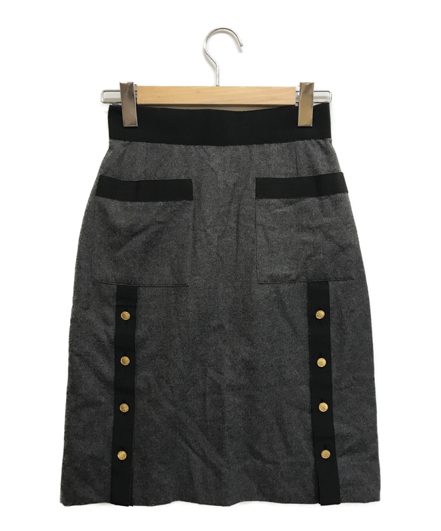 古着屋dropOutボトム美品 CHANEL フランス製 ココマーク ウールセンタージップスカート 36