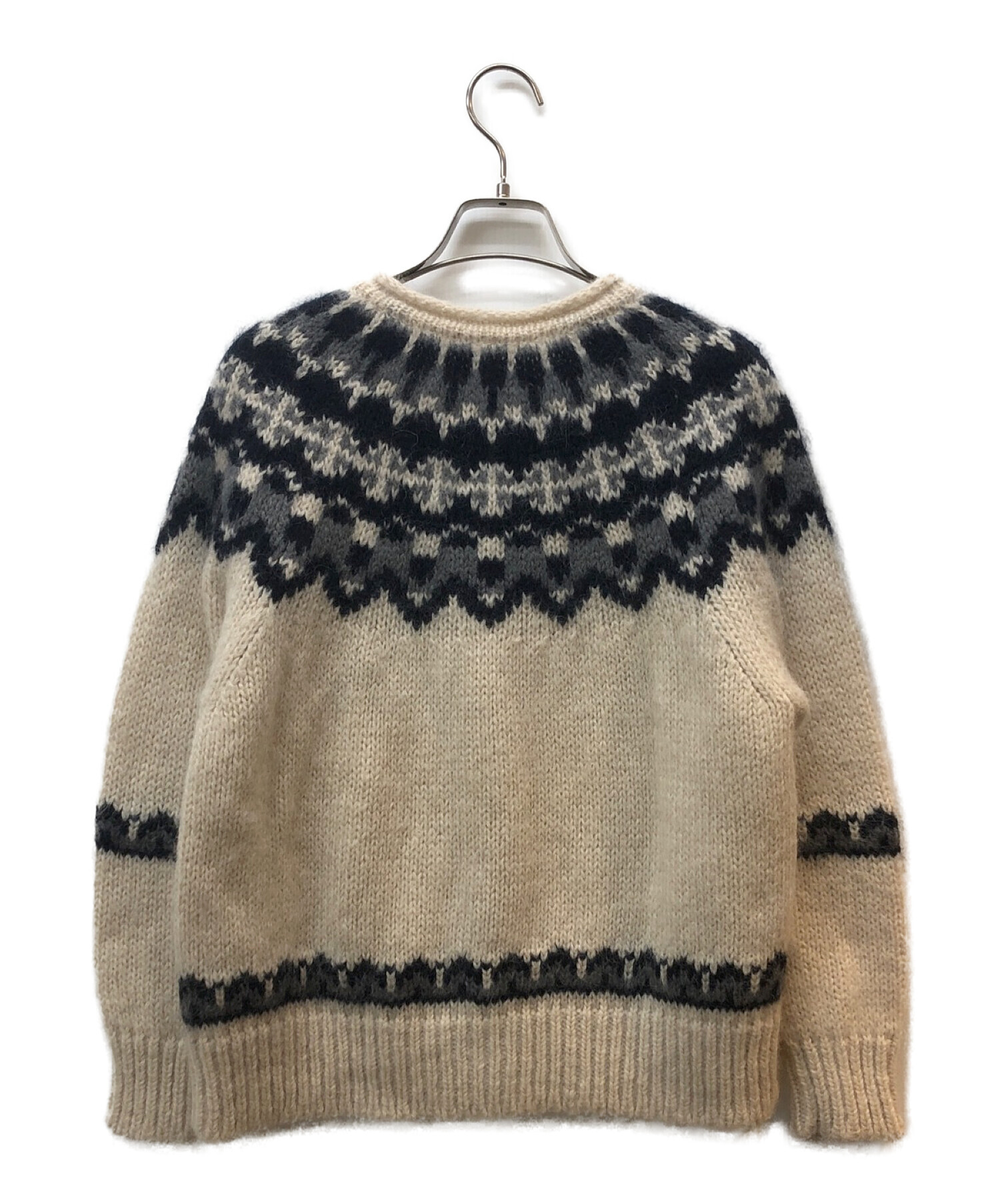 BATONER (バトナー) MOHAIR NORDIC CREW NECK CARDIGAN ホワイト サイズ:1