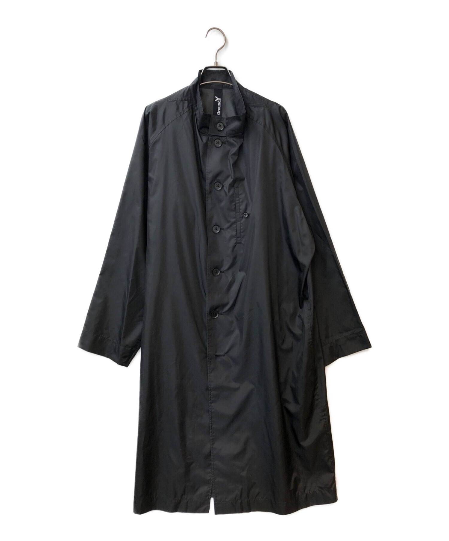 GROUND Y (グラウンドワイ) Logo taffeta Big shirt coat ブラック サイズ:L