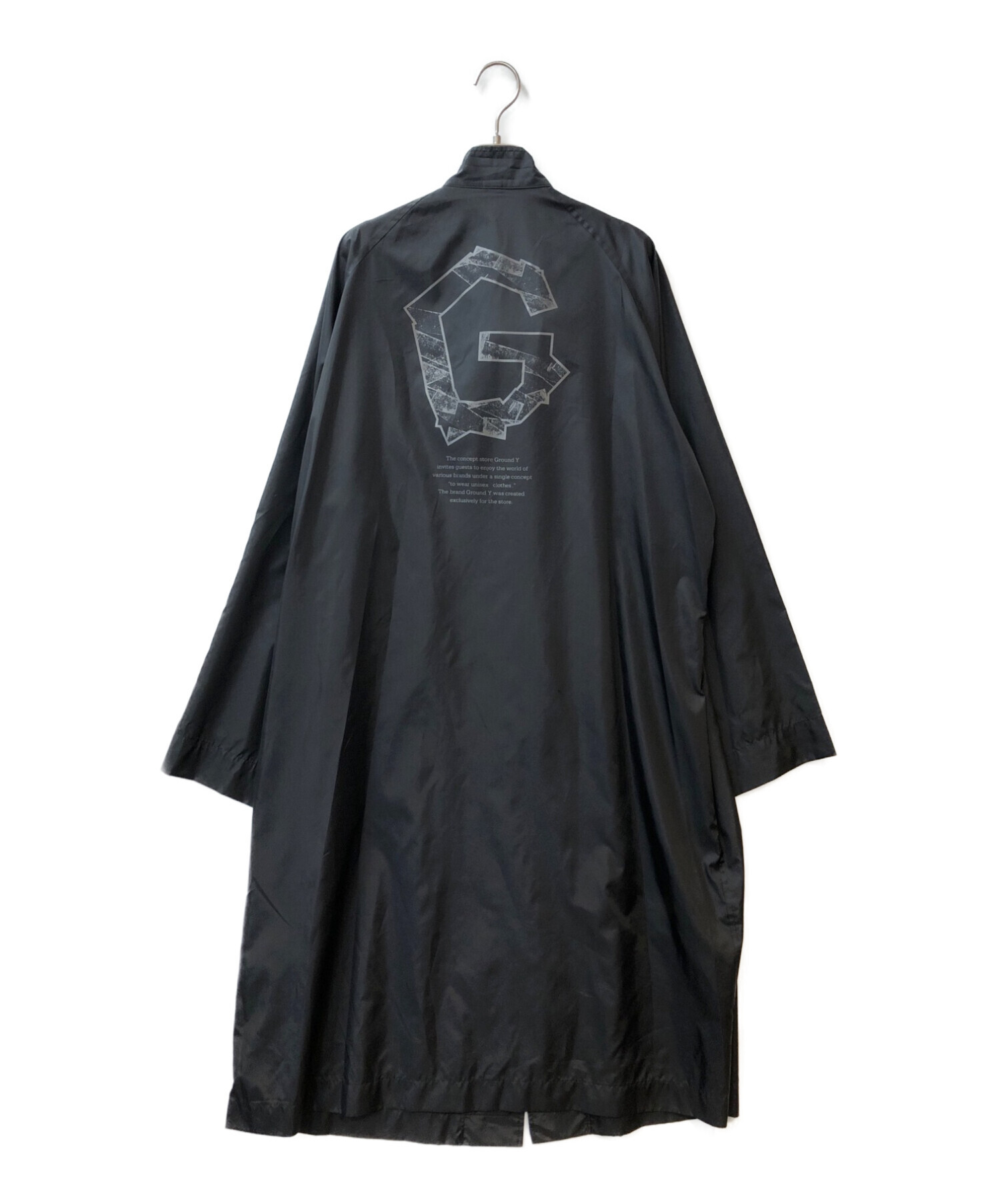 GROUND Y (グラウンドワイ) Logo taffeta Big shirt coat ブラック サイズ:L