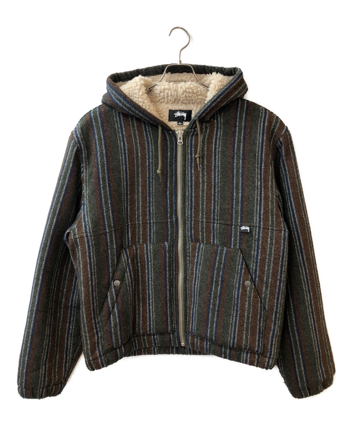 stussy (ステューシー) Wool Stripe Work Jacket オリーブ サイズ:L