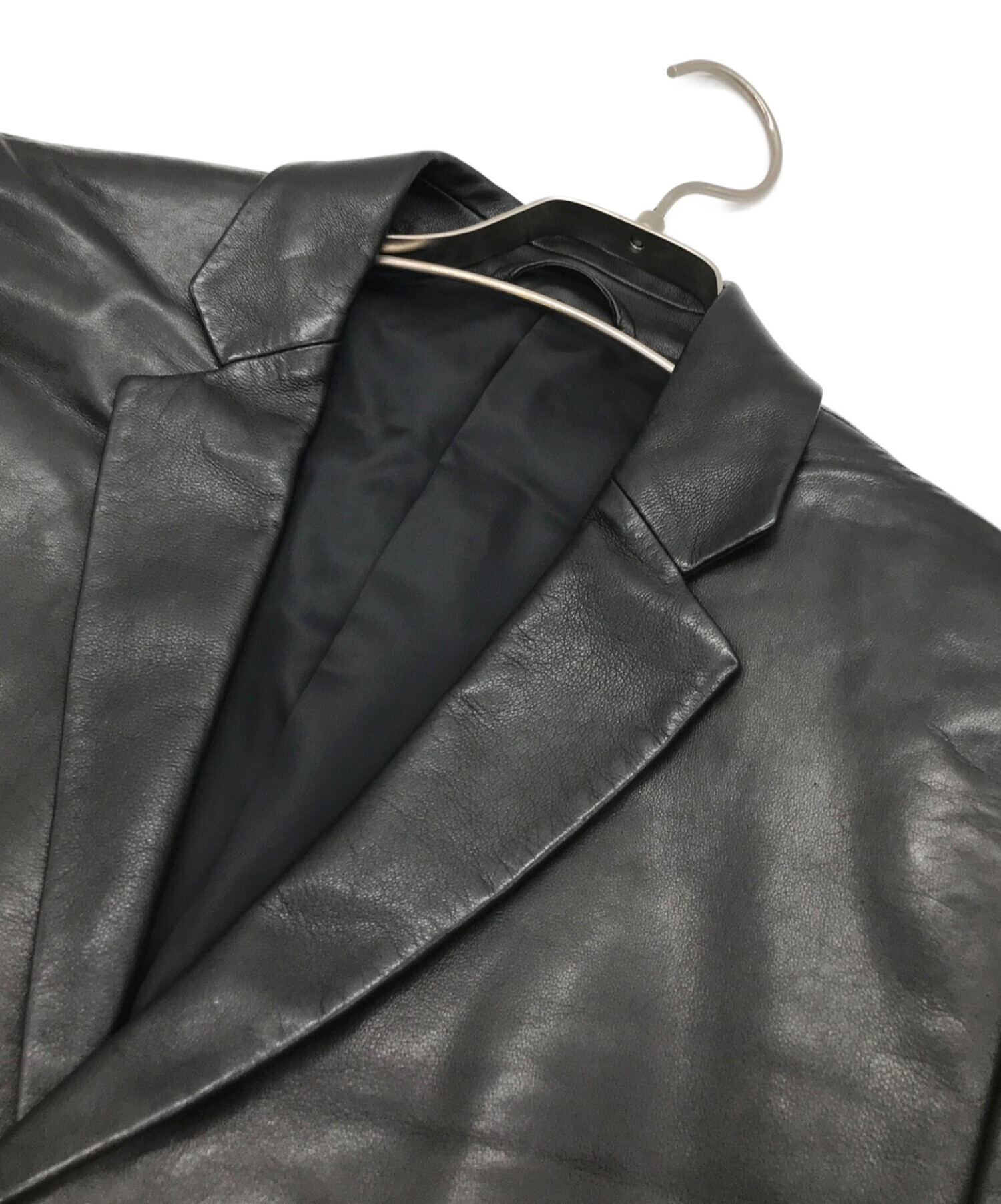Calvin Klein (カルバンクライン) レザーテーラードジャケット ブラック サイズ:M