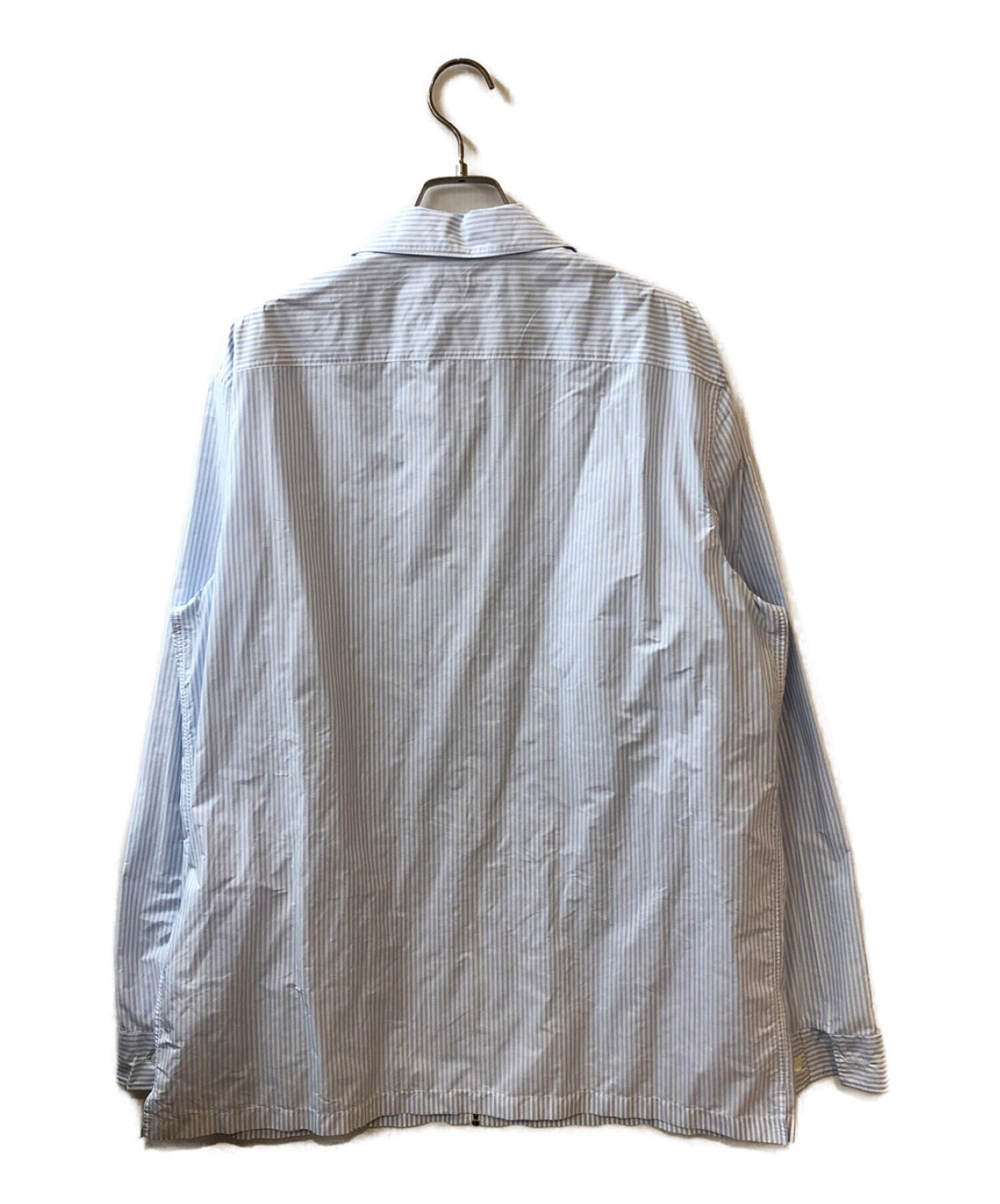 PRADA (プラダ) トライアングルプレートジップストライプシャツ スカイブルー サイズ:XL