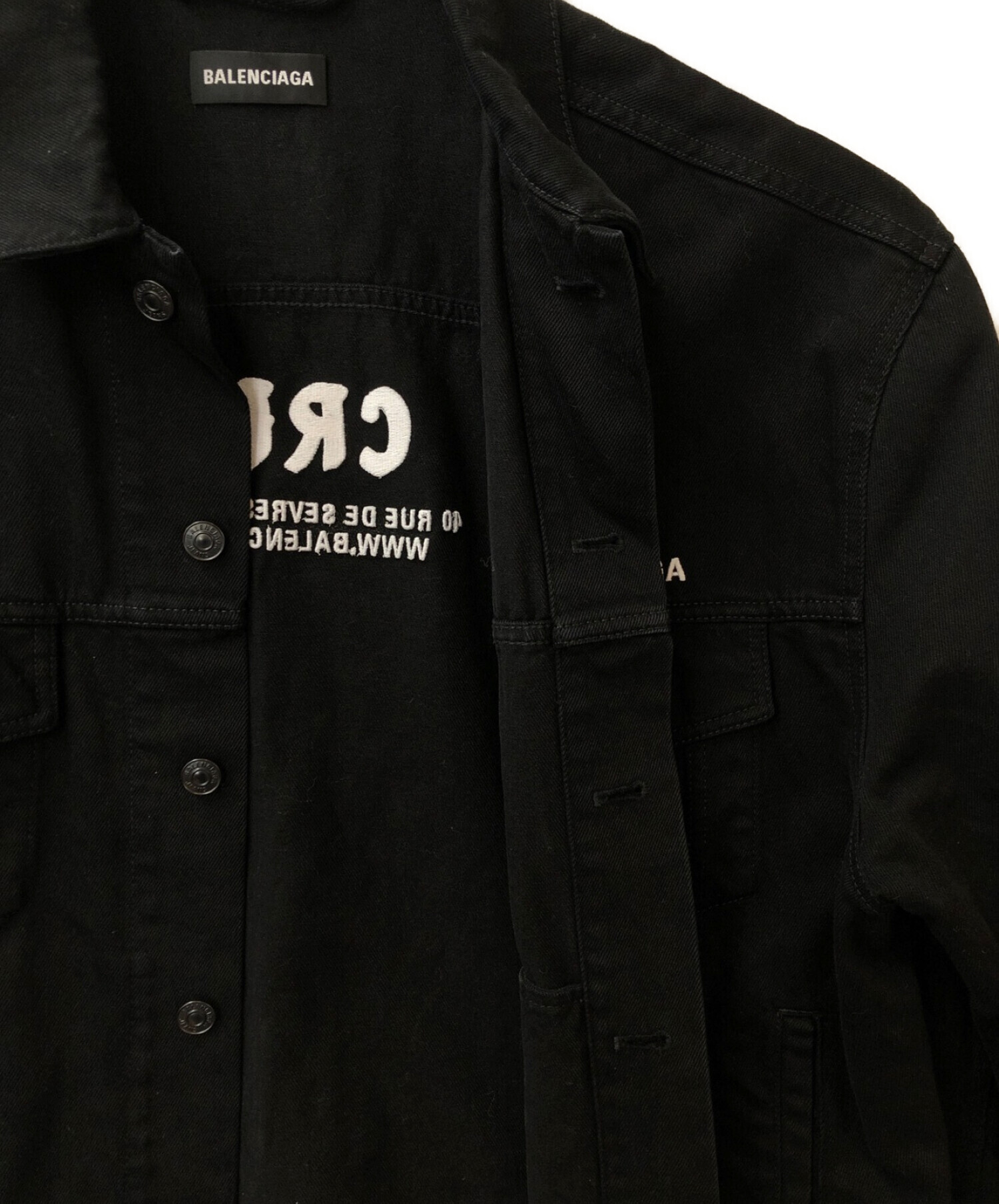 BALENCIAGA (バレンシアガ) CREW DENIM JACKET ブラック サイズ:48