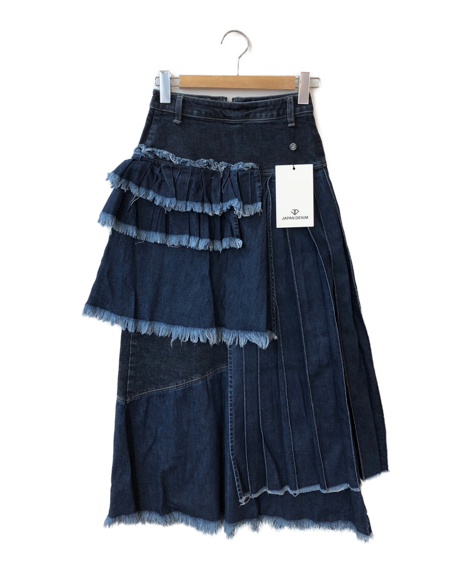 UN3D. (アンスリード) JAPAN DENIM (ジャパンデニム) TIERED PLEATS LONG SKIRT インディゴ サイズ:1