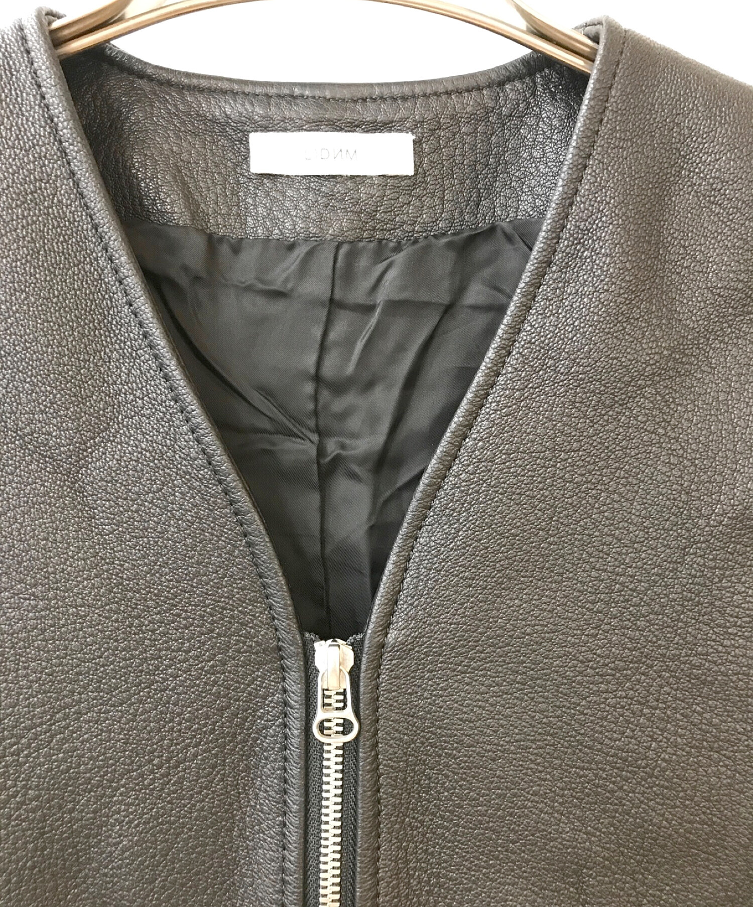 LIDnM (リドム) GOAT LEATHER LINIG BLOUSON ブラック サイズ:M