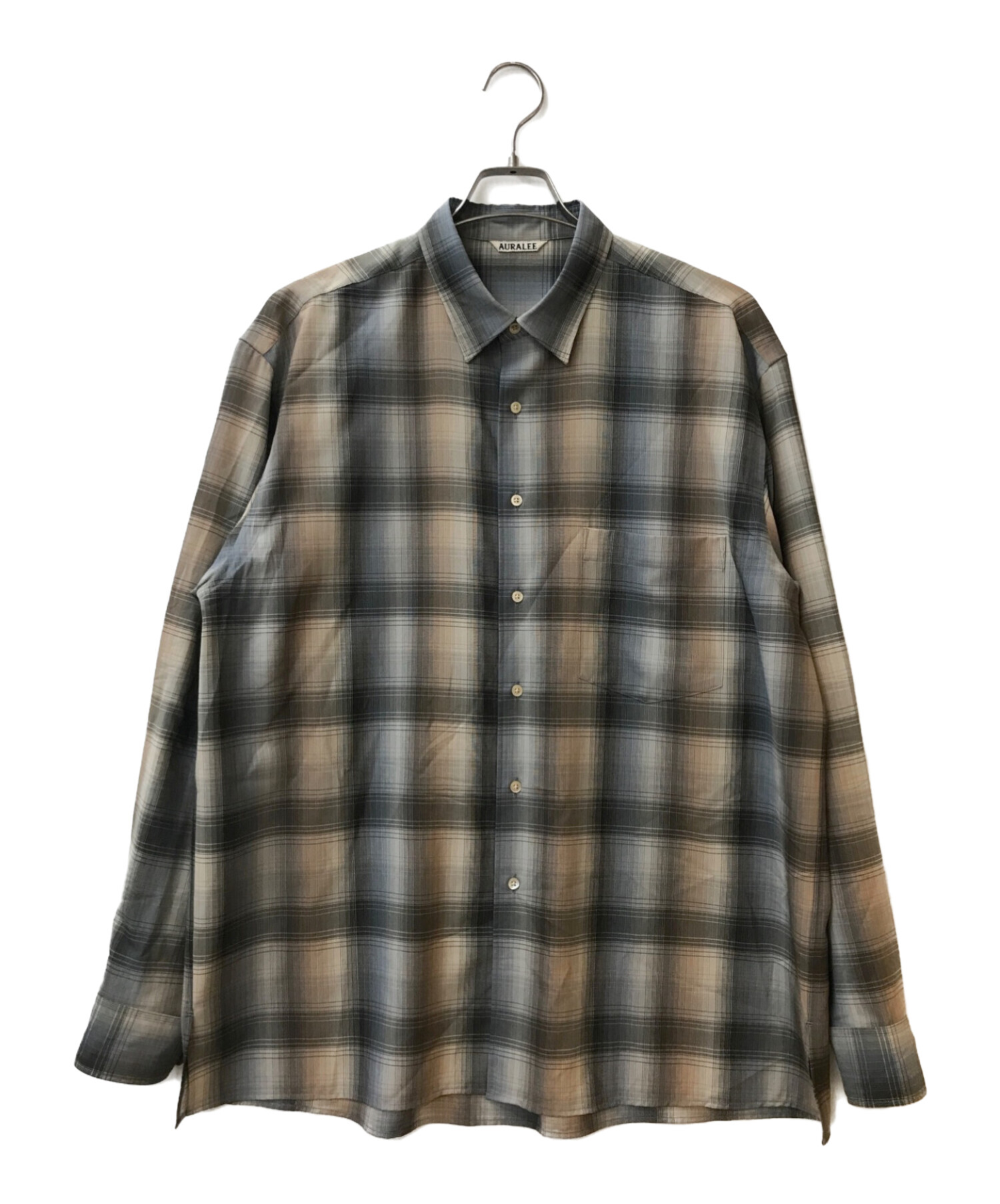 中古・古着通販】AURALEE (オーラリー) SUPER LIGHT WOOL CHECK SHIRTS グレー サイズ:5｜ブランド・古着通販  トレファク公式【TREFAC FASHION】スマホサイト