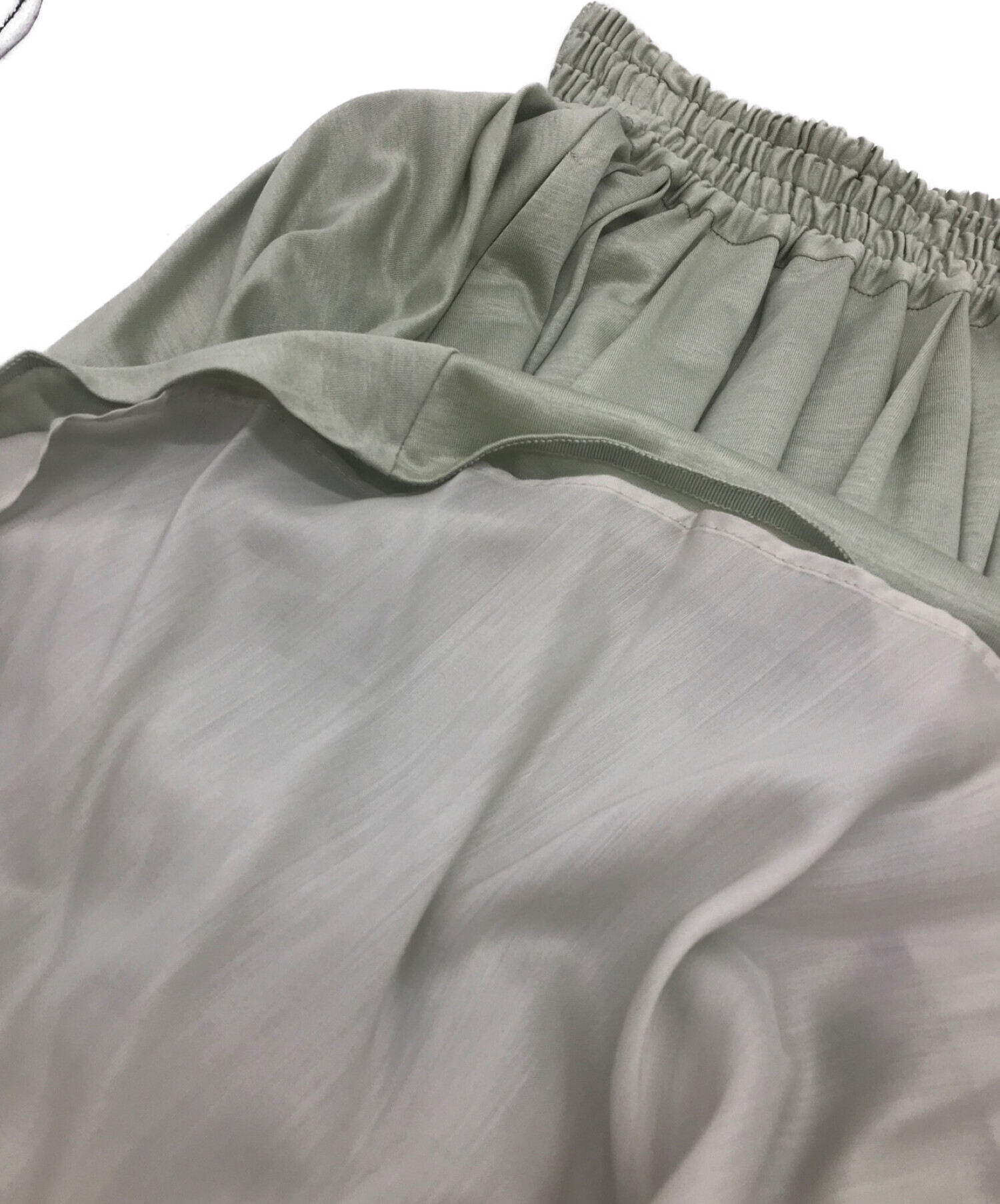 EBURE (エブール) ライトドレープ ウエストゴムギャザースカート グリーン サイズ:36 未使用品
