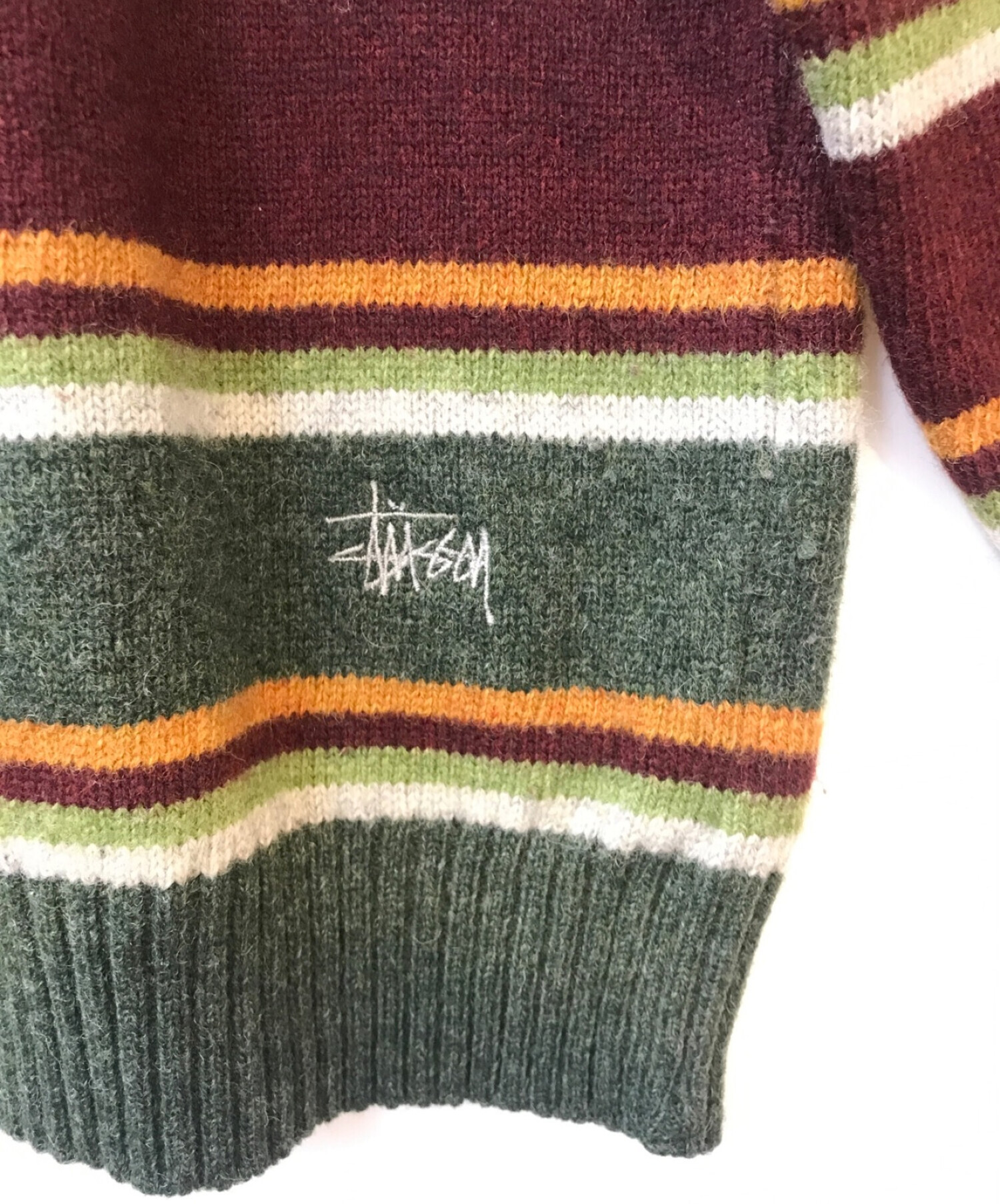 stussy (ステューシー) 90's ボーダーニット レッド×ブラウン サイズ:XL