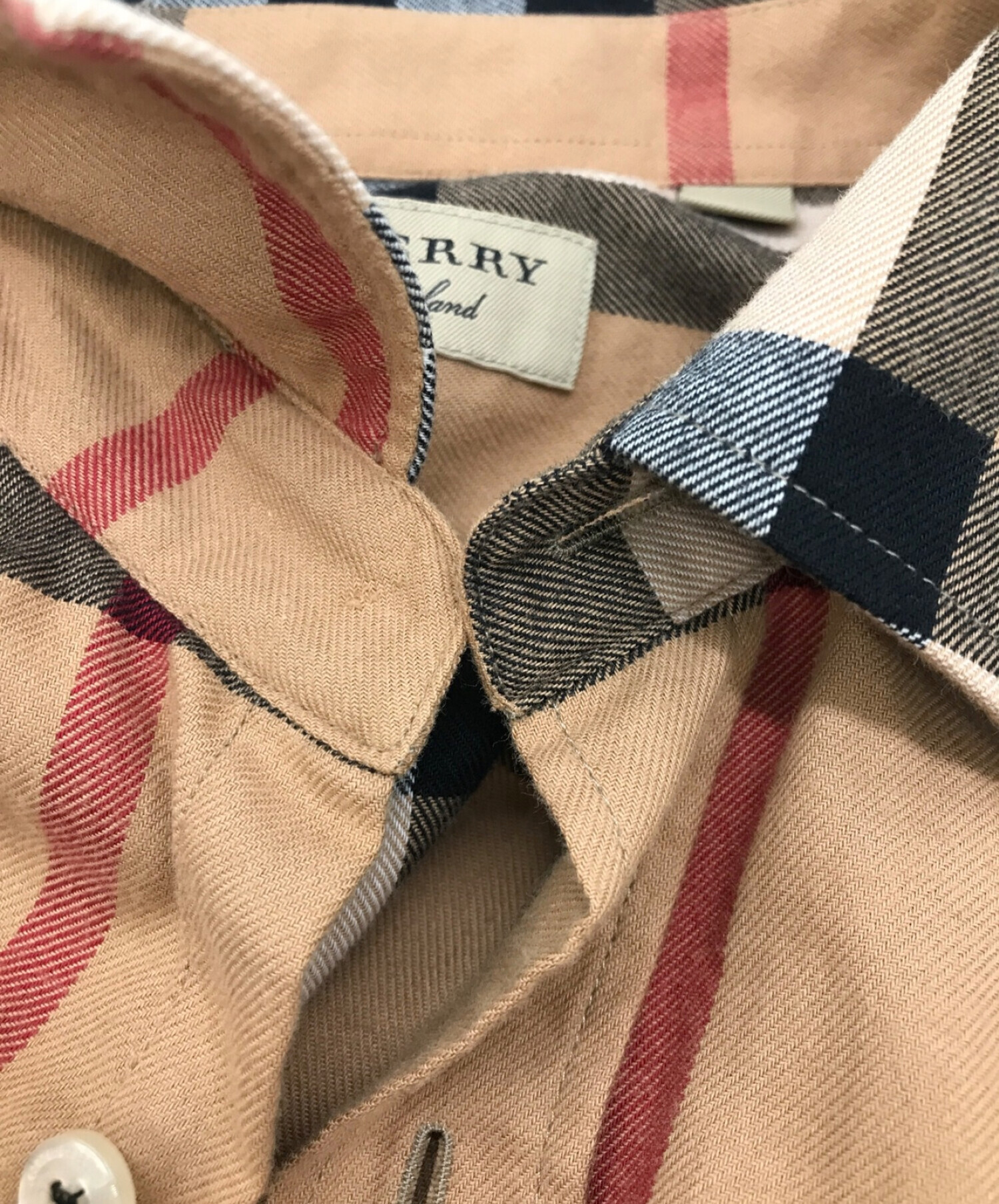 BURBERRY (バーバリー) ノバチェックL/Sフランネルシャツ ベージュ サイズ:XL