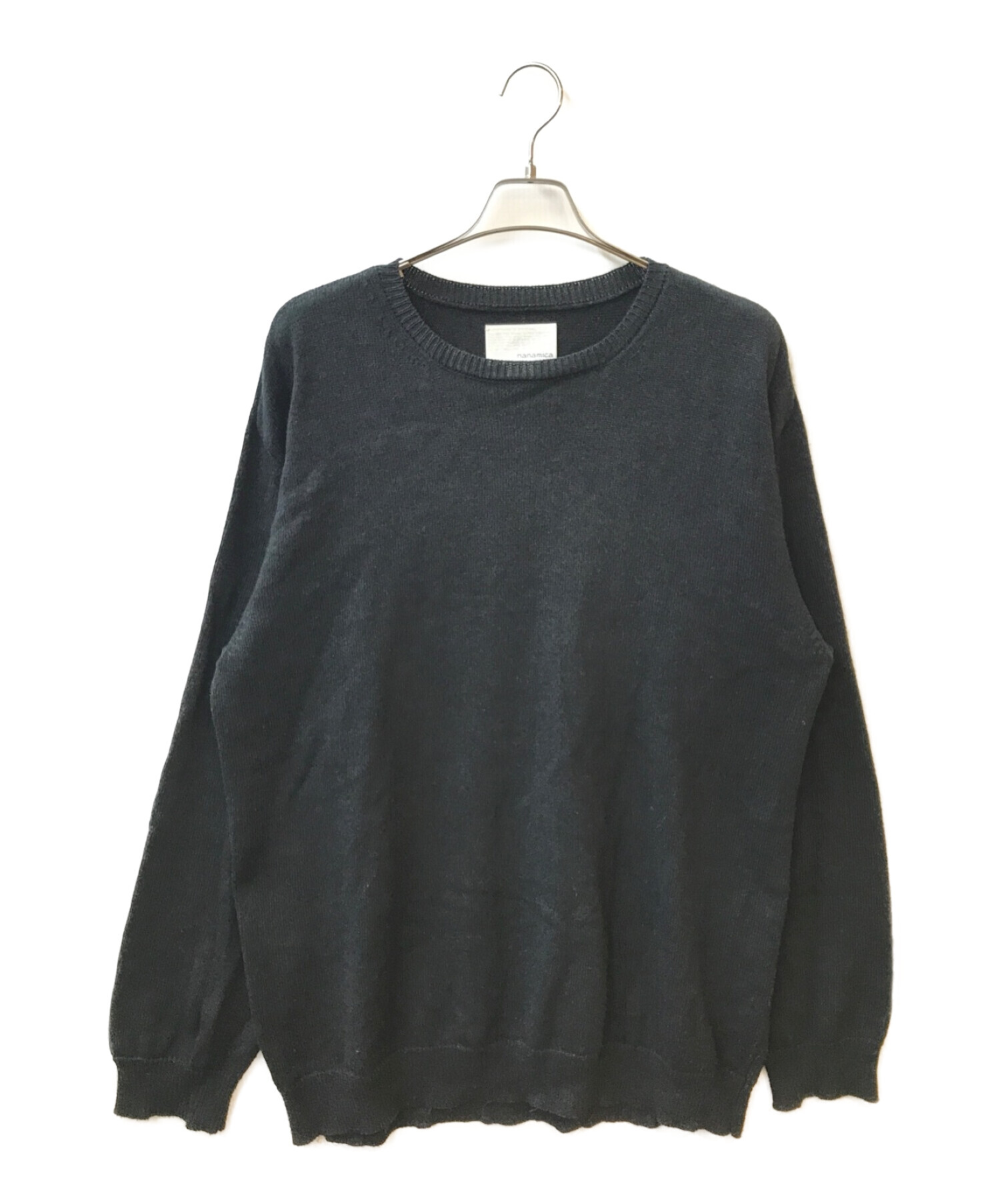 中古・古着通販】nanamica (ナナミカ) 7G Crew Neck Sweater ブラック