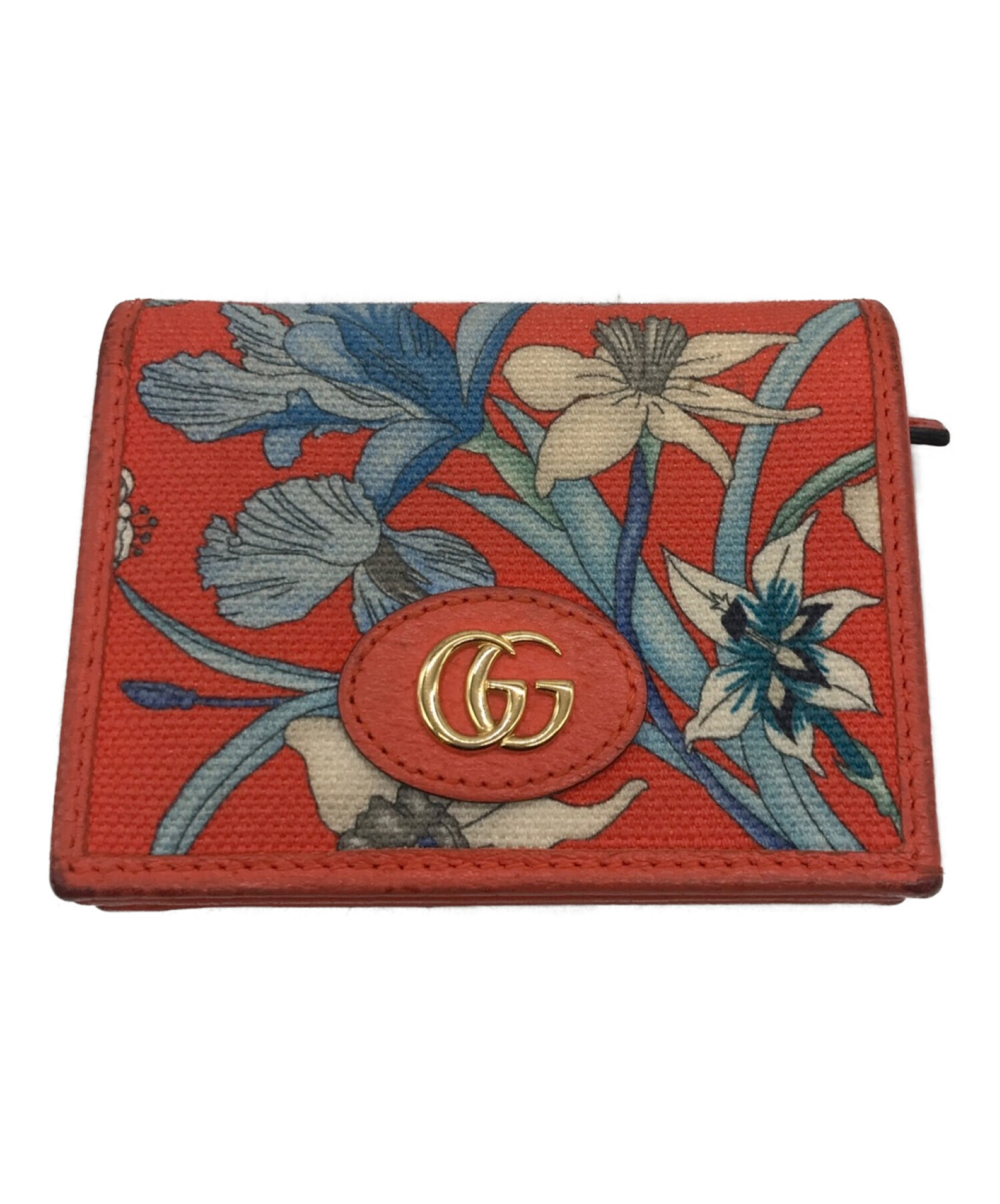 GUCCI (グッチ) GGマーモントフローラ二つ折り財布 オレンジ サイズ:11×8cm