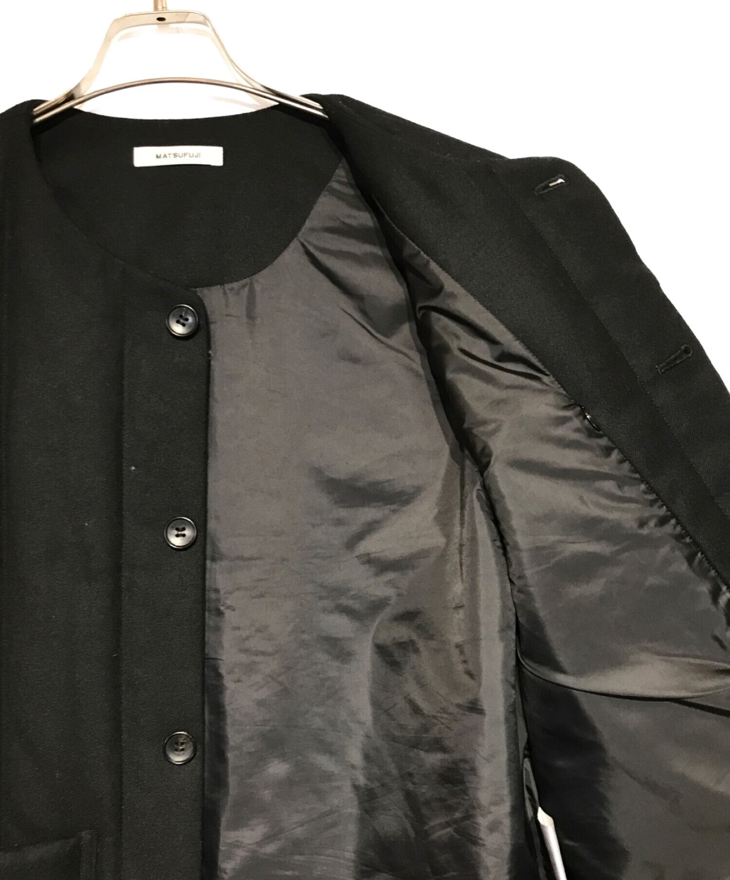 MATSUFUJI (マツフジ) Wool Stripe Quilted Vest ブラック サイズ:4