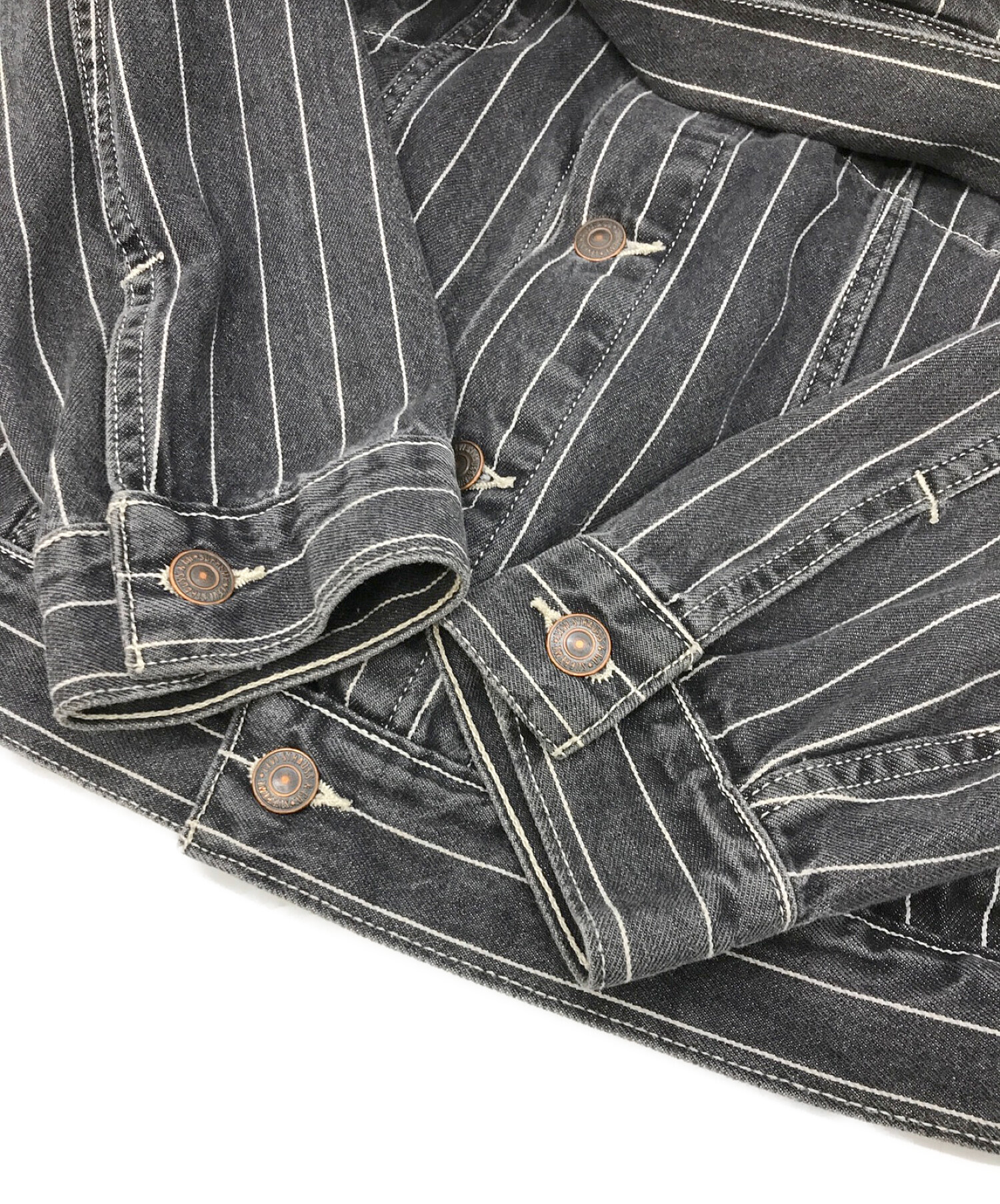 SUPREME (シュプリーム) LEVI'S (リーバイス) Pinstripe Trucker Jacket ブラック サイズ:S