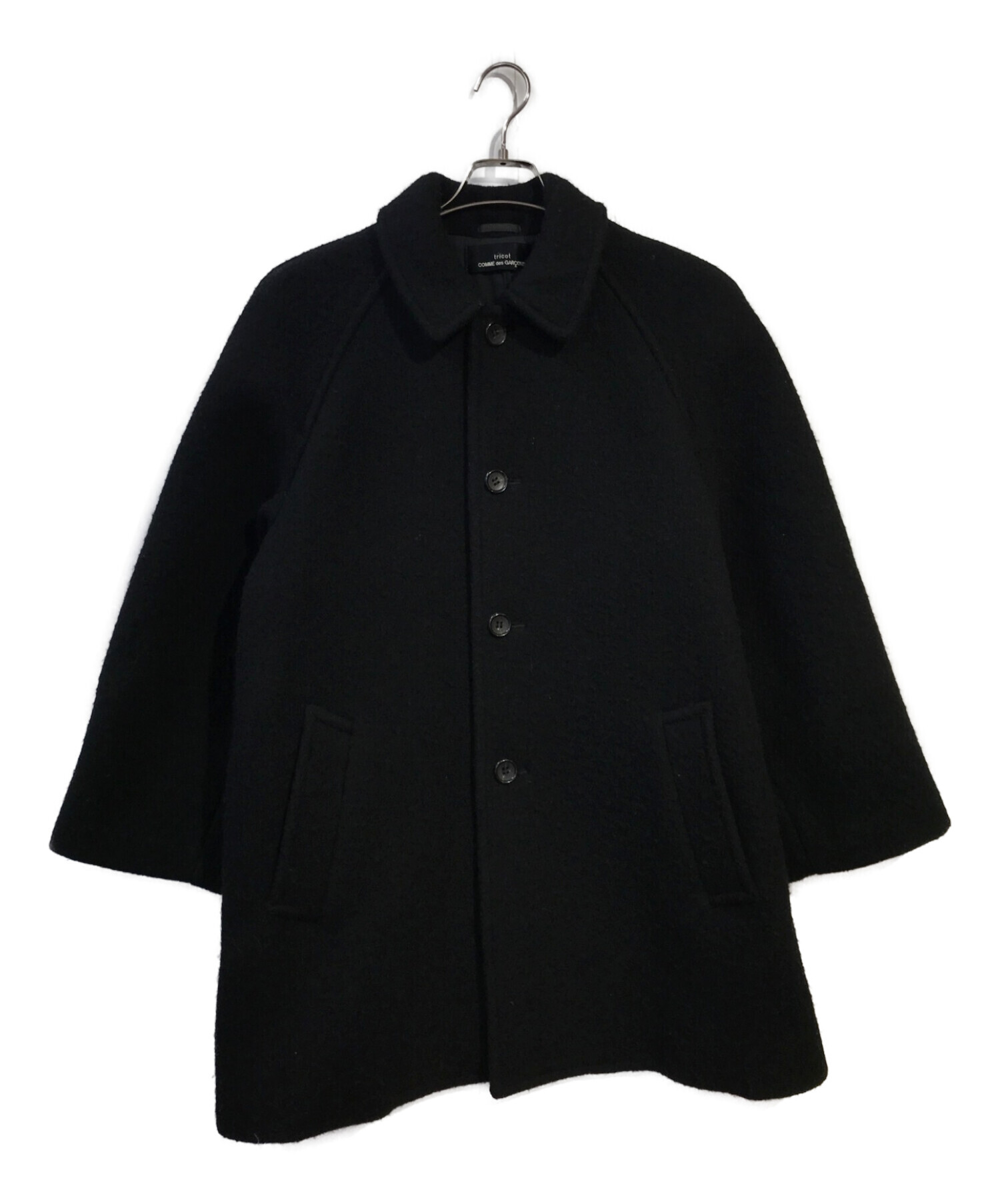 中古・古着通販】tricot COMME des GARCONS (トリココムデギャルソン) ウールステンカラーコート ブラック  サイズ:記載無し｜ブランド・古着通販 トレファク公式【TREFAC FASHION】スマホサイト