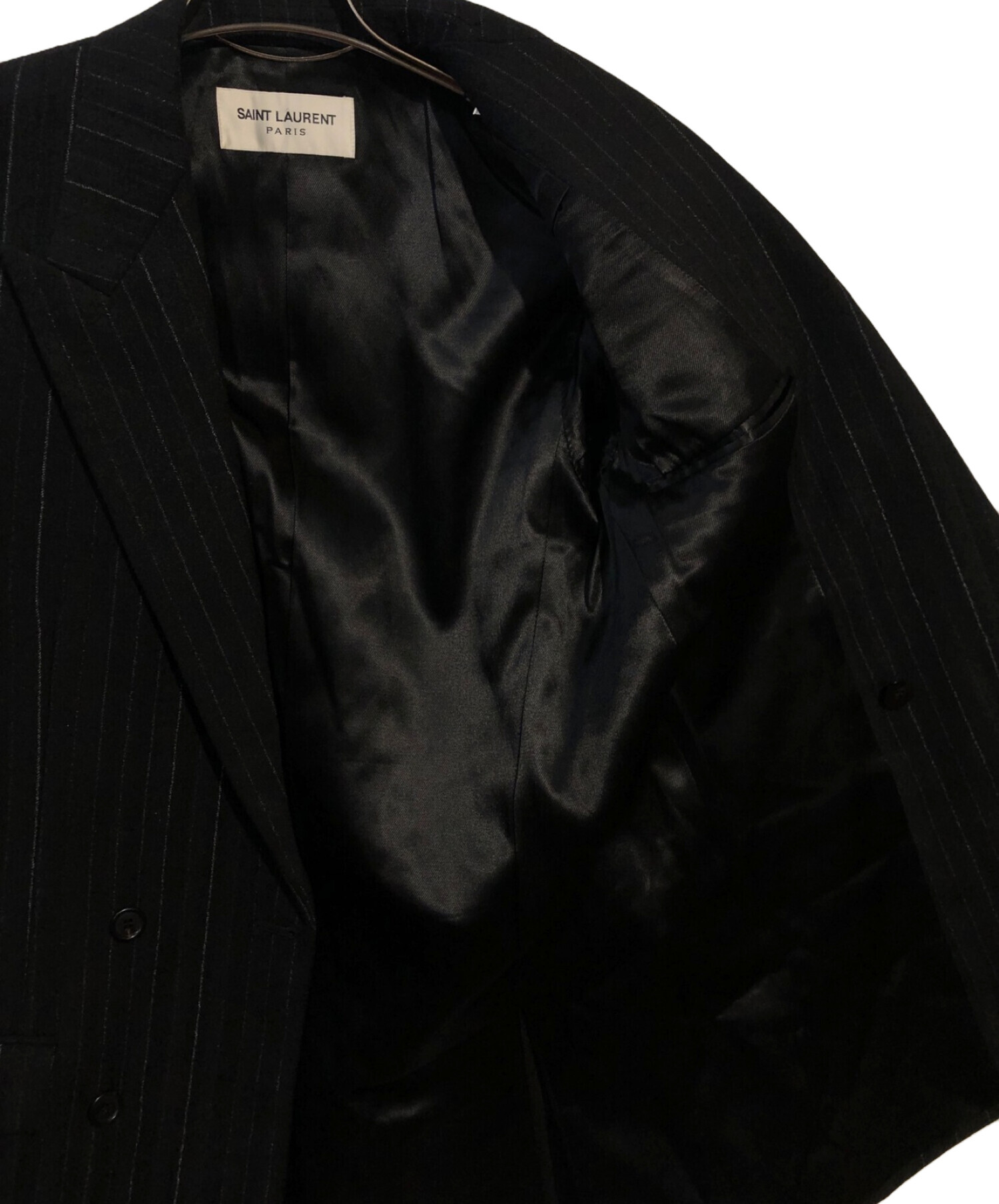 中古・古着通販】Saint Laurent Paris (サンローランパリ) ストライプ ダブルブレストジャケット ブラック サイズ:44｜ブランド・古着通販  トレファク公式【TREFAC FASHION】スマホサイト