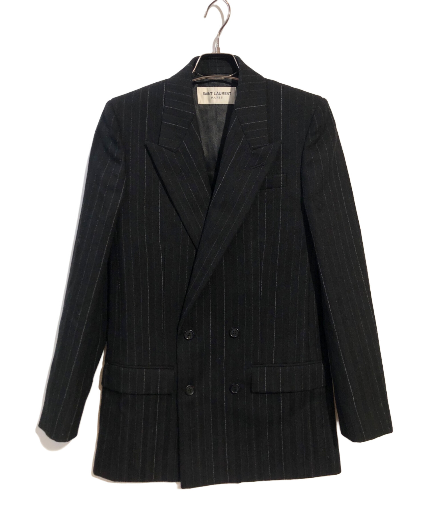 中古・古着通販】Saint Laurent Paris (サンローランパリ) ストライプ ダブルブレストジャケット ブラック  サイズ:44｜ブランド・古着通販 トレファク公式【TREFAC FASHION】スマホサイト