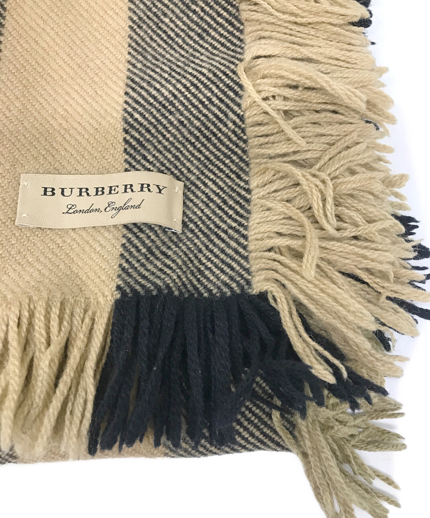 BURBERRY (バーバリー) サイドフリンジマフラー ブラウン