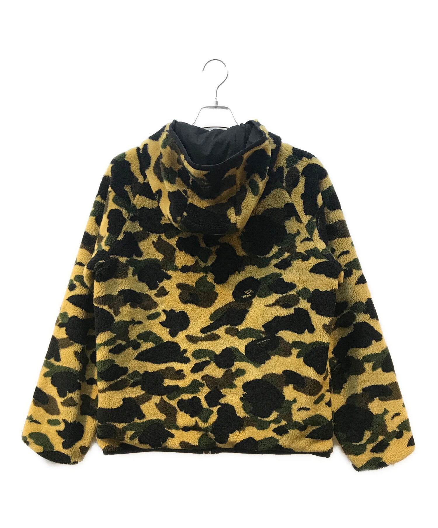 A BATHING APE (アベイシングエイプ) ファーストカモリバーシブルボアジャケット ブラック×ベージュ サイズ:L