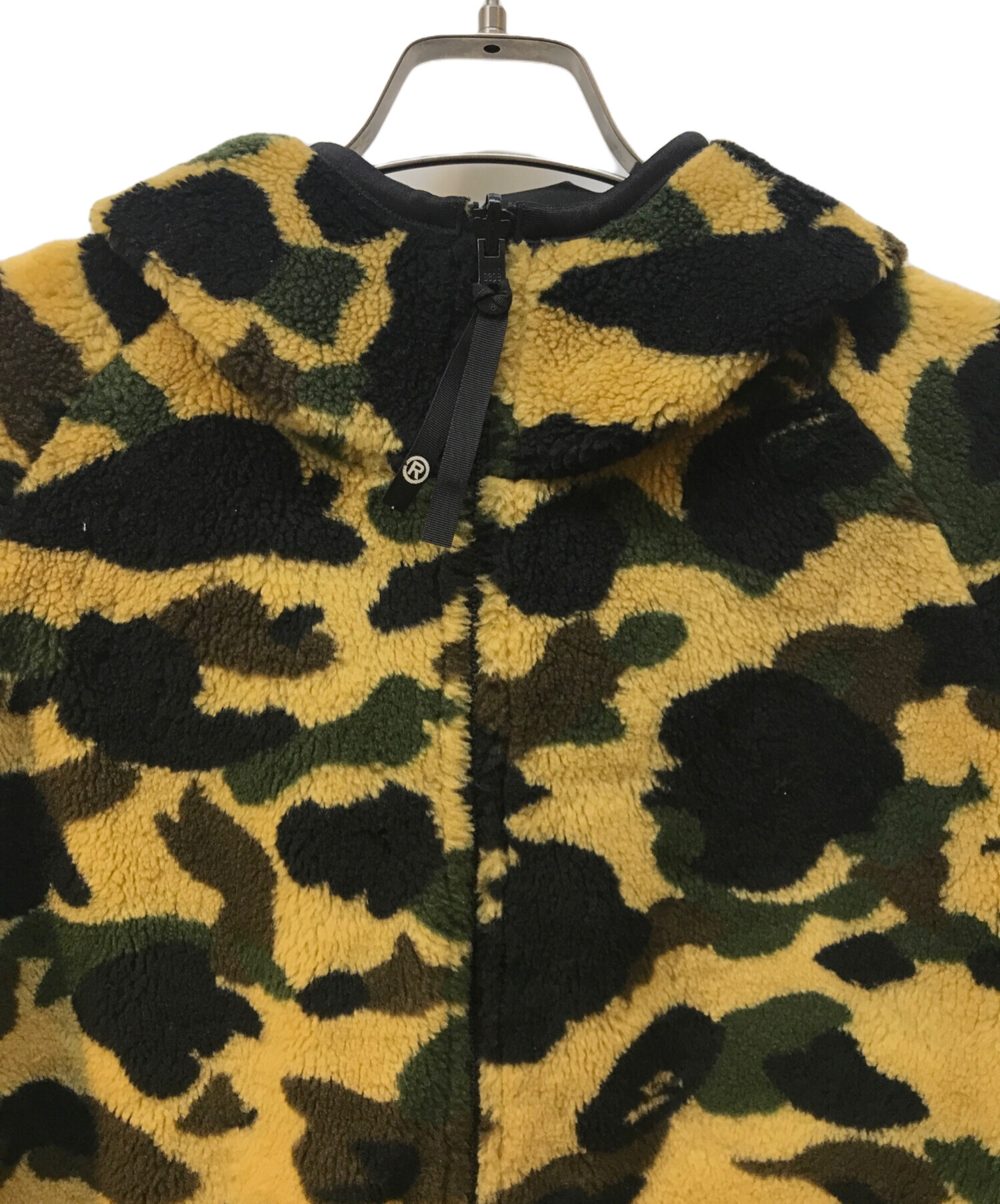 A BATHING APE (アベイシングエイプ) ファーストカモリバーシブルボアジャケット ブラック×ベージュ サイズ:L