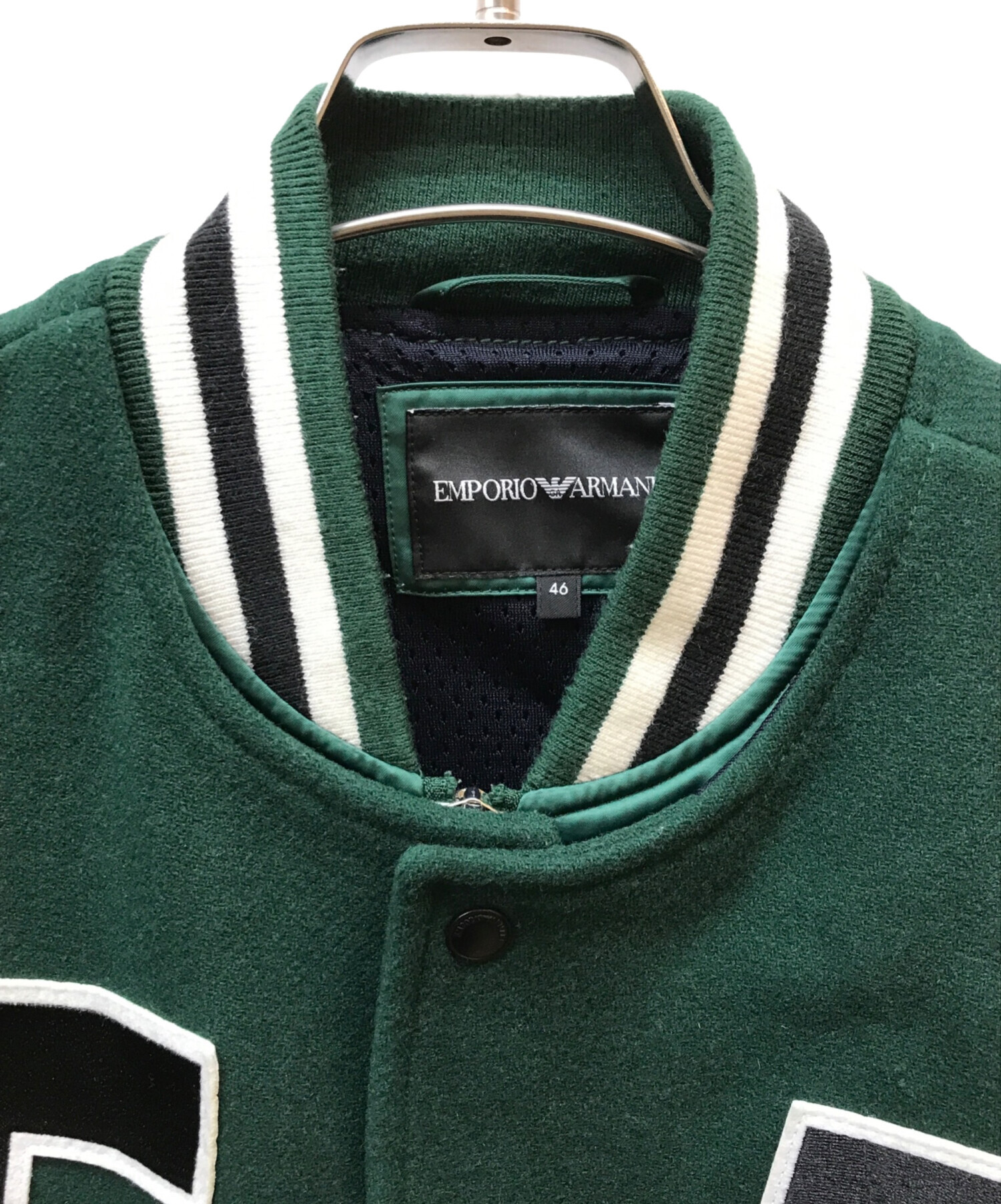 中古・古着通販】EMPORIO ARMANI (エンポリオアルマーニ) ロゴウールスタジャン グリーン サイズ:46｜ブランド・古着通販  トレファク公式【TREFAC FASHION】スマホサイト