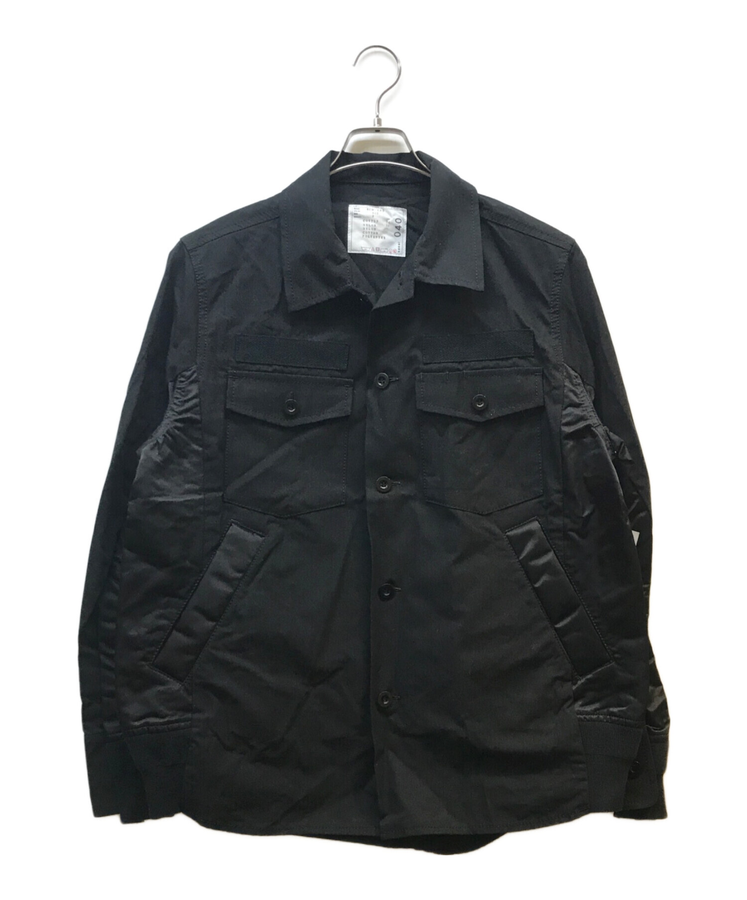 中古・古着通販】sacai (サカイ) Cotton Oxford x Nylon Twill Shirt ブラック サイズ:2｜ブランド・古着通販  トレファク公式【TREFAC FASHION】スマホサイト