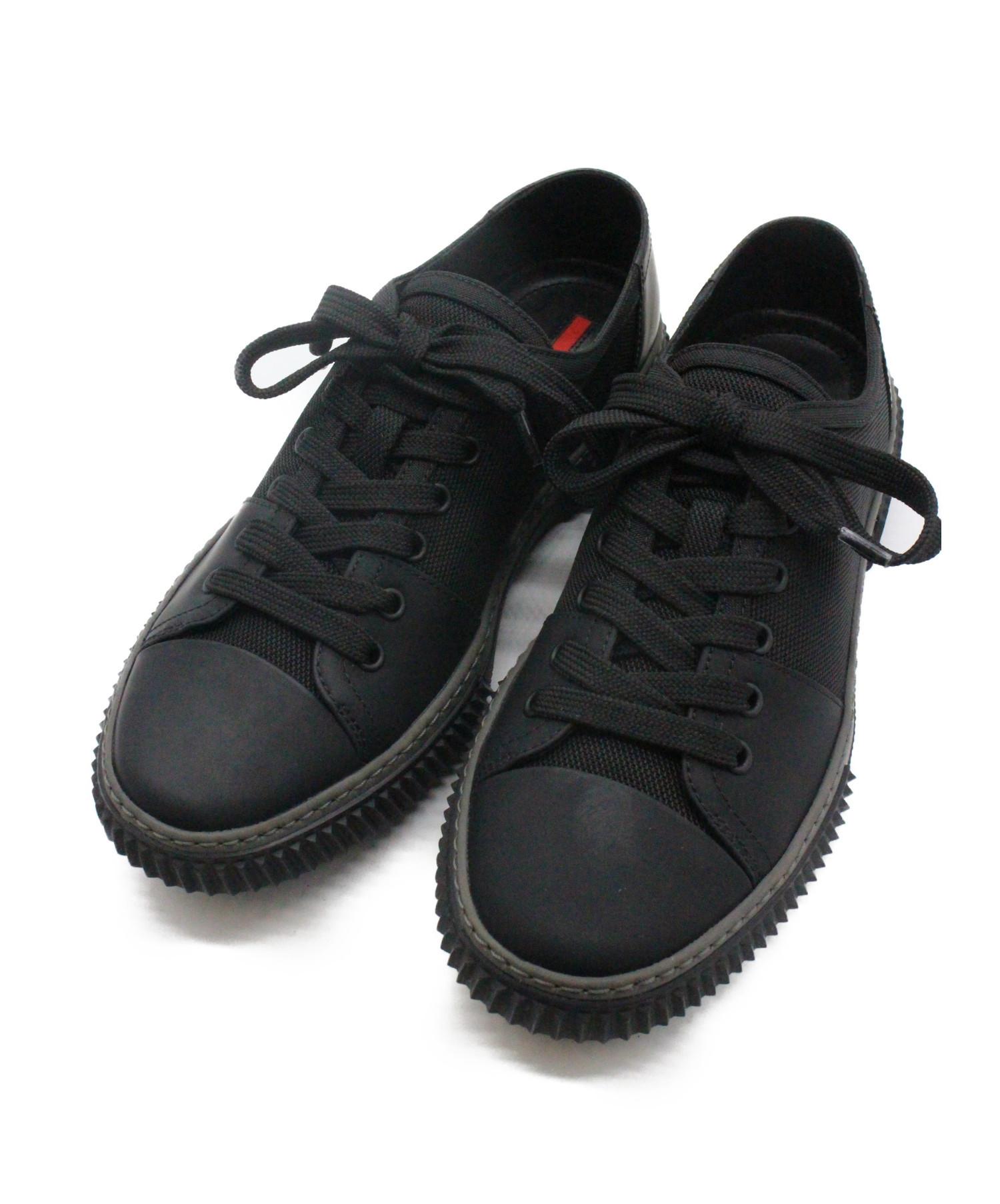 PRADA (プラダ) ローカットスニーカー ブラック サイズ:SIZE 6 未使用品 4E 3058 程度