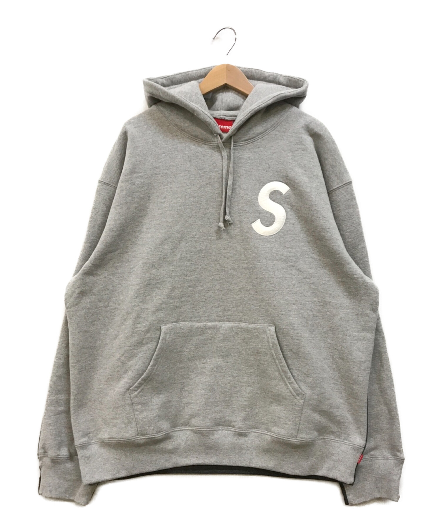 SUPREME (シュプリーム) S Logo Split Hooded Sweatshirt グレー×ダークグレー サイズ:XL