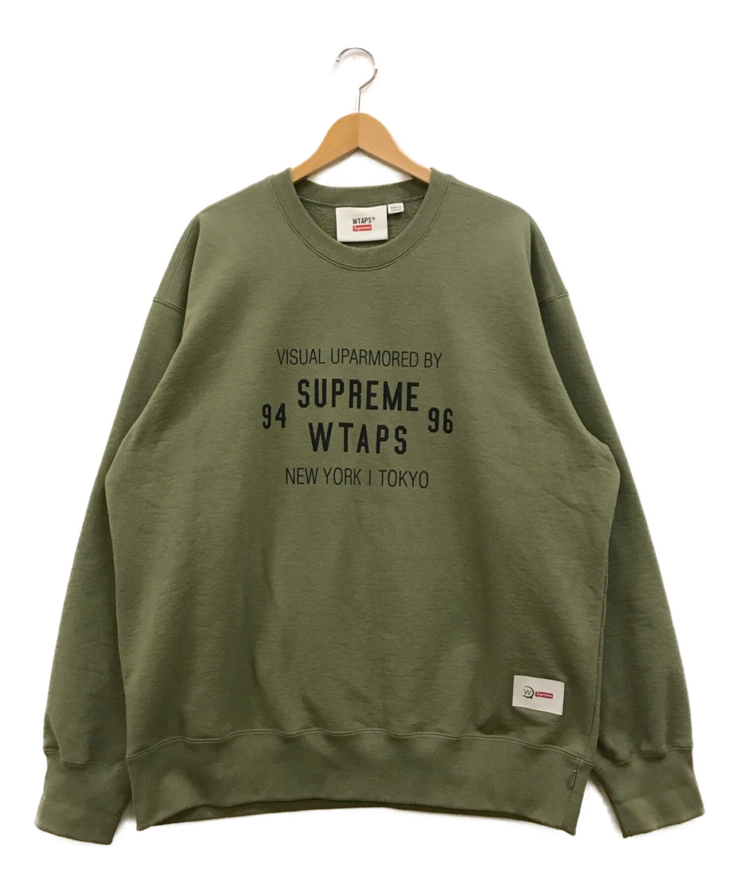 SUPREME × WTAPS (シュプリーム x ダブルタップス) Crewneck SweatShirts オリーブ サイズ:XL