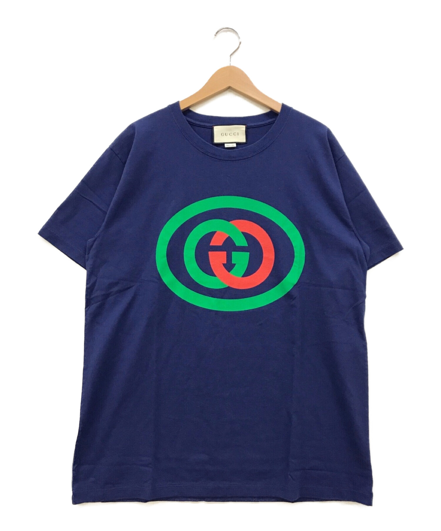 GUCCI (グッチ) インターロッキングG オーバーサイズ Tシャツ ブルー サイズ:M