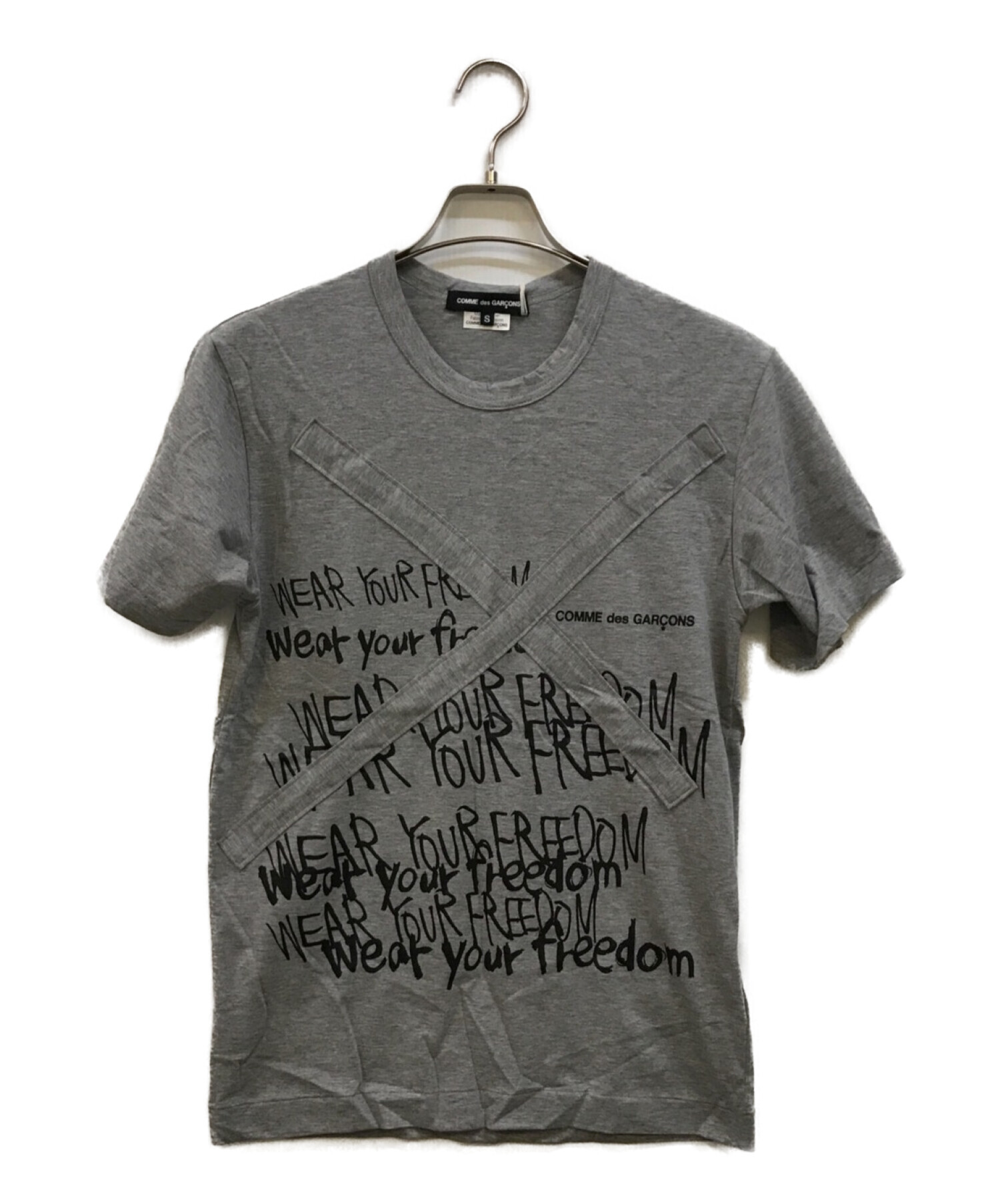 COMME des GARCONS HOMME PLUS (コムデギャルソンオムプリュス) WEAR YOUR FREEDOM/Tシャツ グレー  サイズ:S 未使用品