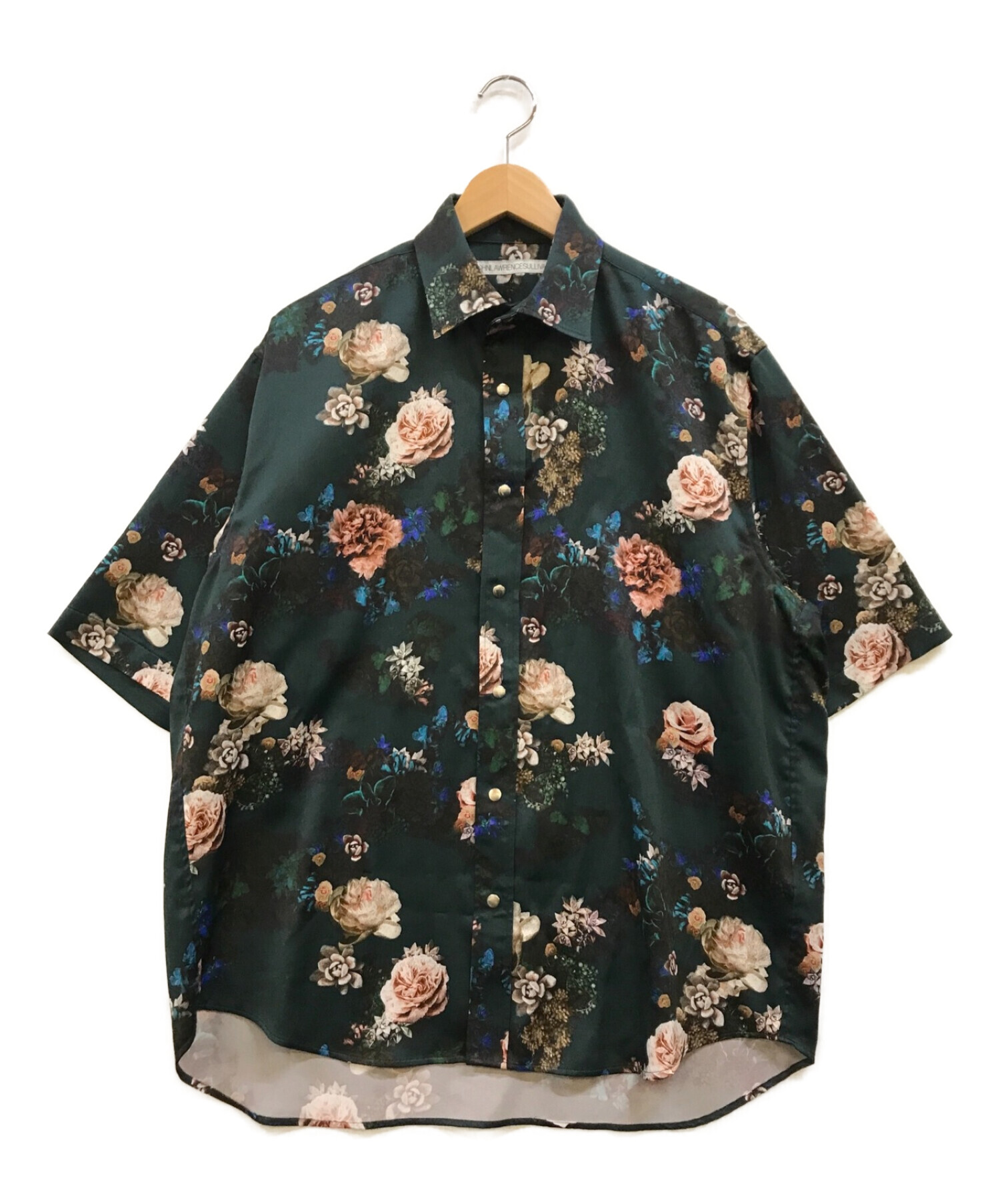 JOHN LAWRENCE SULLIVAN × STUDIOUS (ジョン ローレンス サリバン×ストゥディオス) 別注総柄Flower S/S  Shirt グリーン サイズ:44