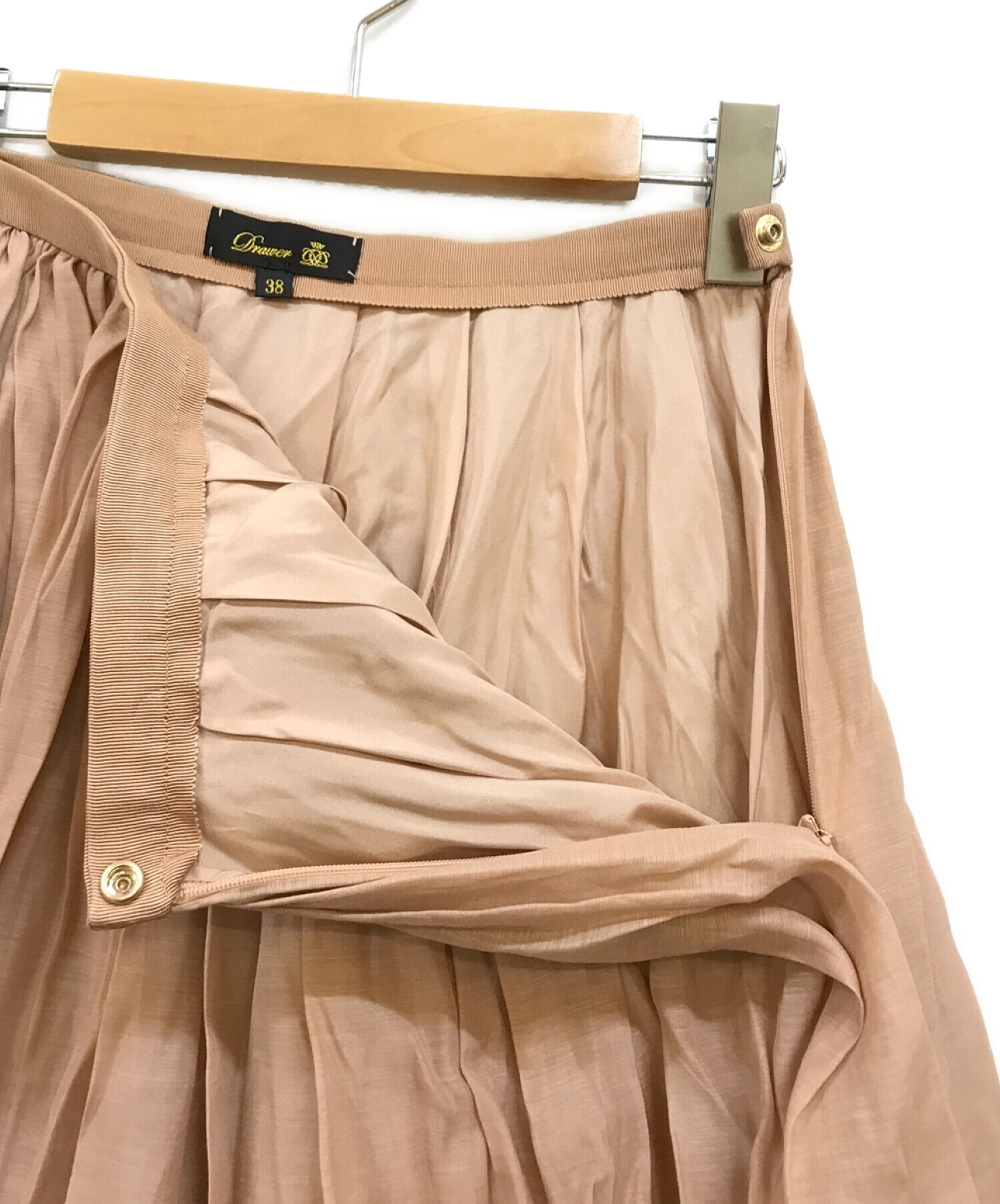 DRAWER (ドゥロワー) シルクコットンギャザースカート ピンク サイズ:38