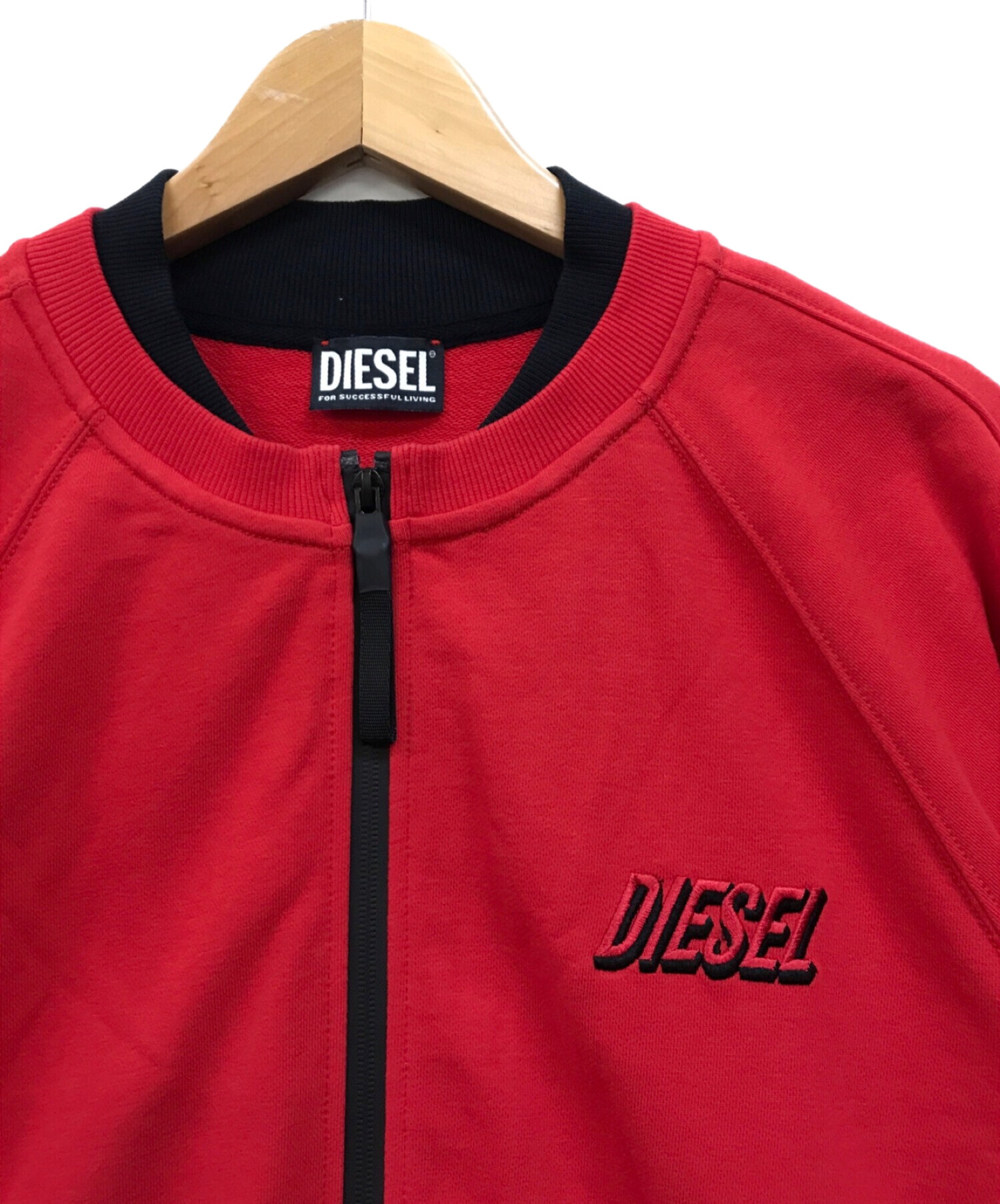 DIESEL (ディーゼル) ジップアップスウェットジャケット レッド サイズ:XL