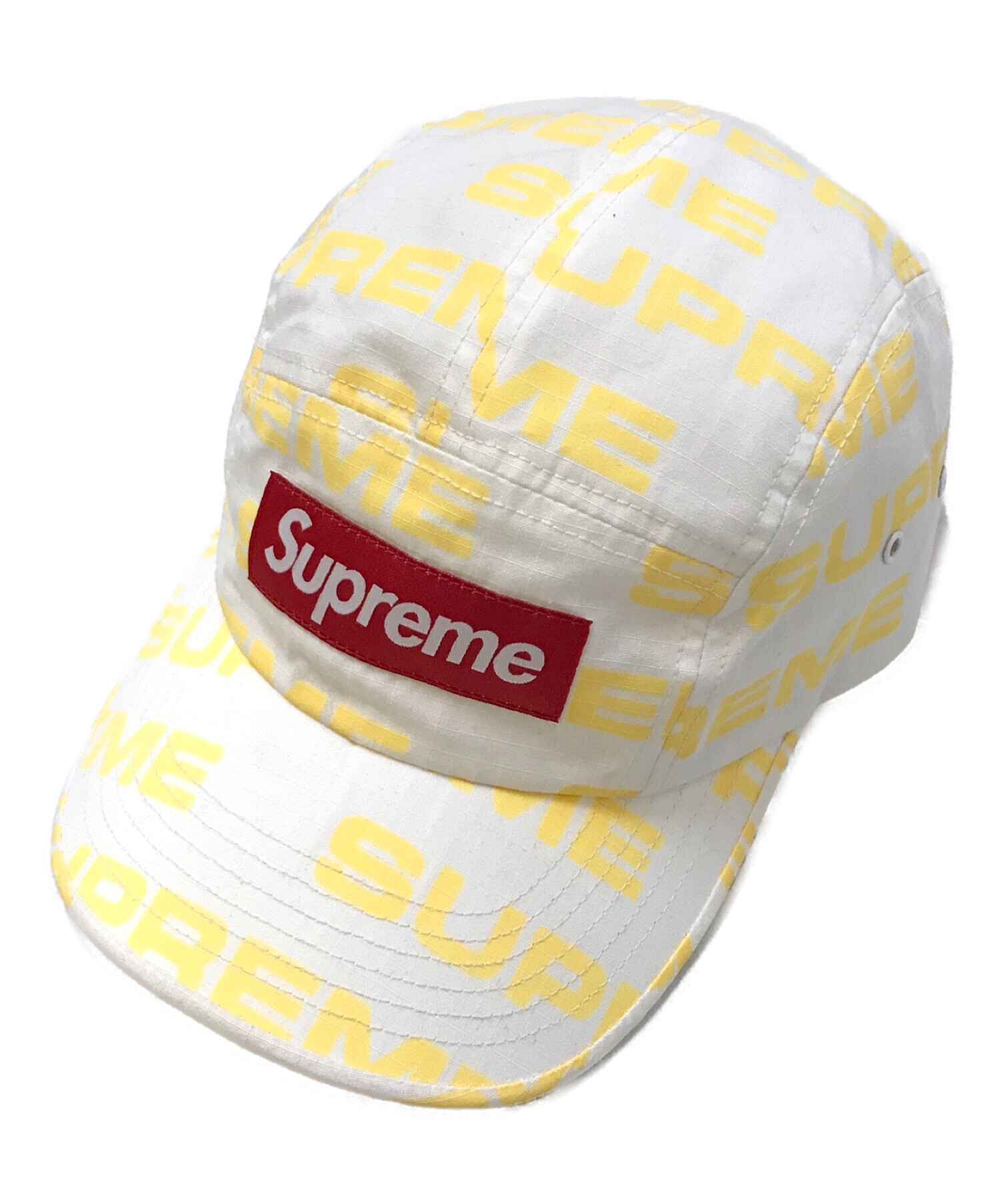 SUPREME (シュプリーム) Reactive Print Camp Cap ホワイト×イエロー