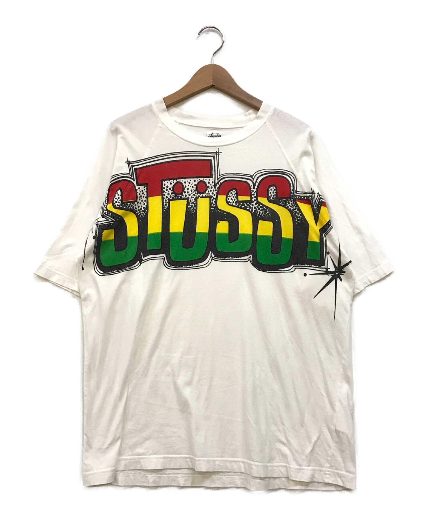 stussy (ステューシー) ラグランスリーブプリントTシャツ ホワイト サイズ:M