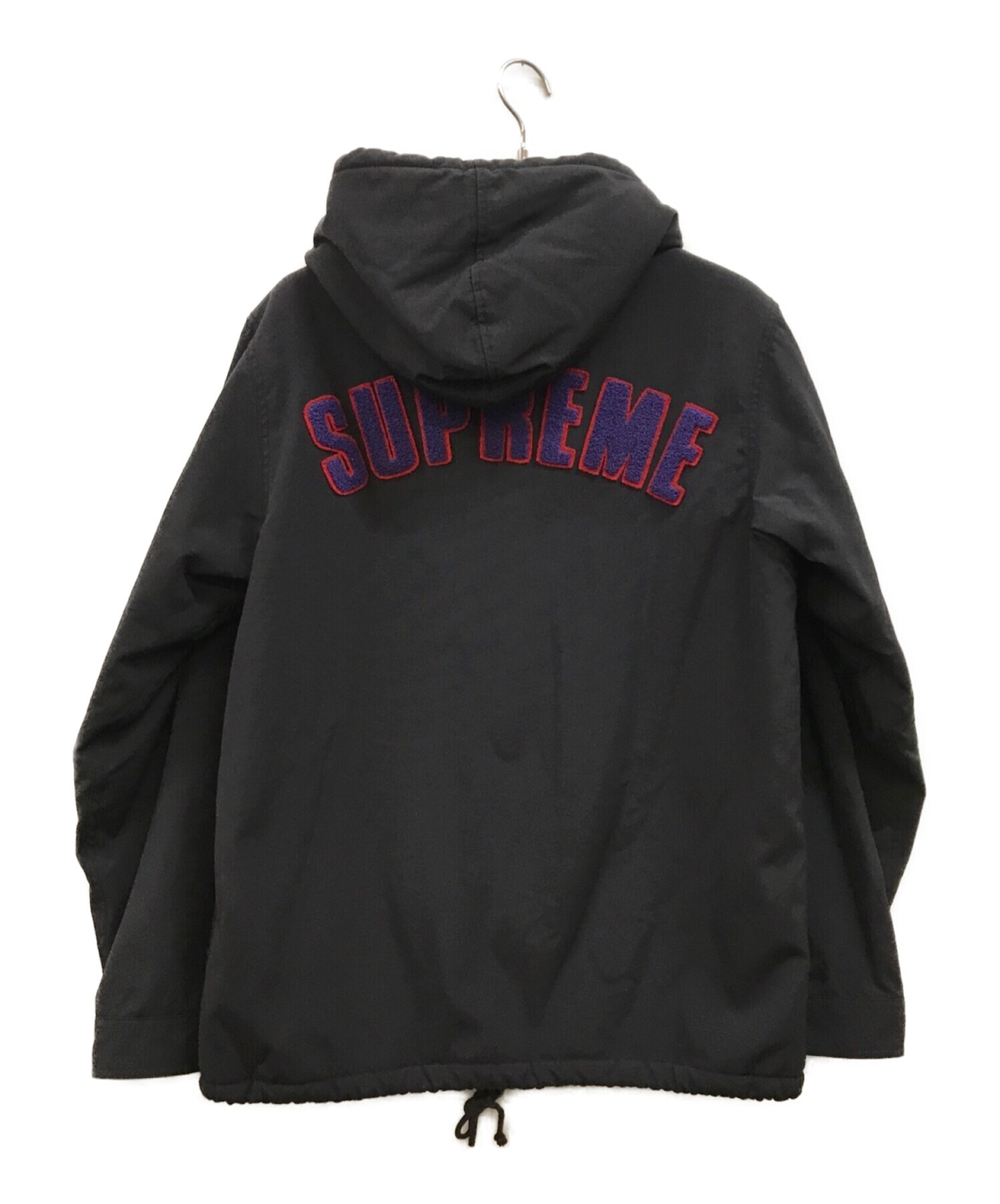 SUPREME (シュプリーム) バックアーチロゴフード付きライナーボアコーチジャケット ブラック サイズ:L