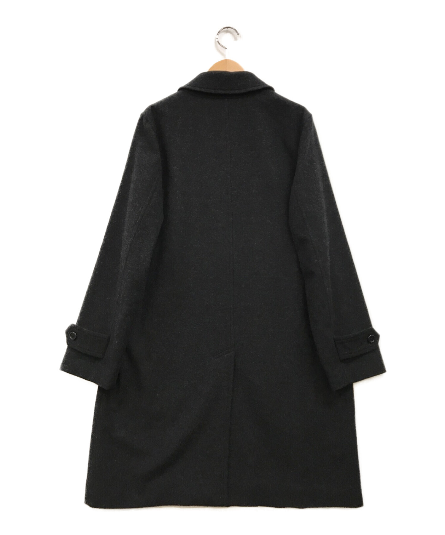 MARGARET HOWELL (マーガレットハウエル) ウール シングル ステンカラー ロング コート ブラック サイズ:2