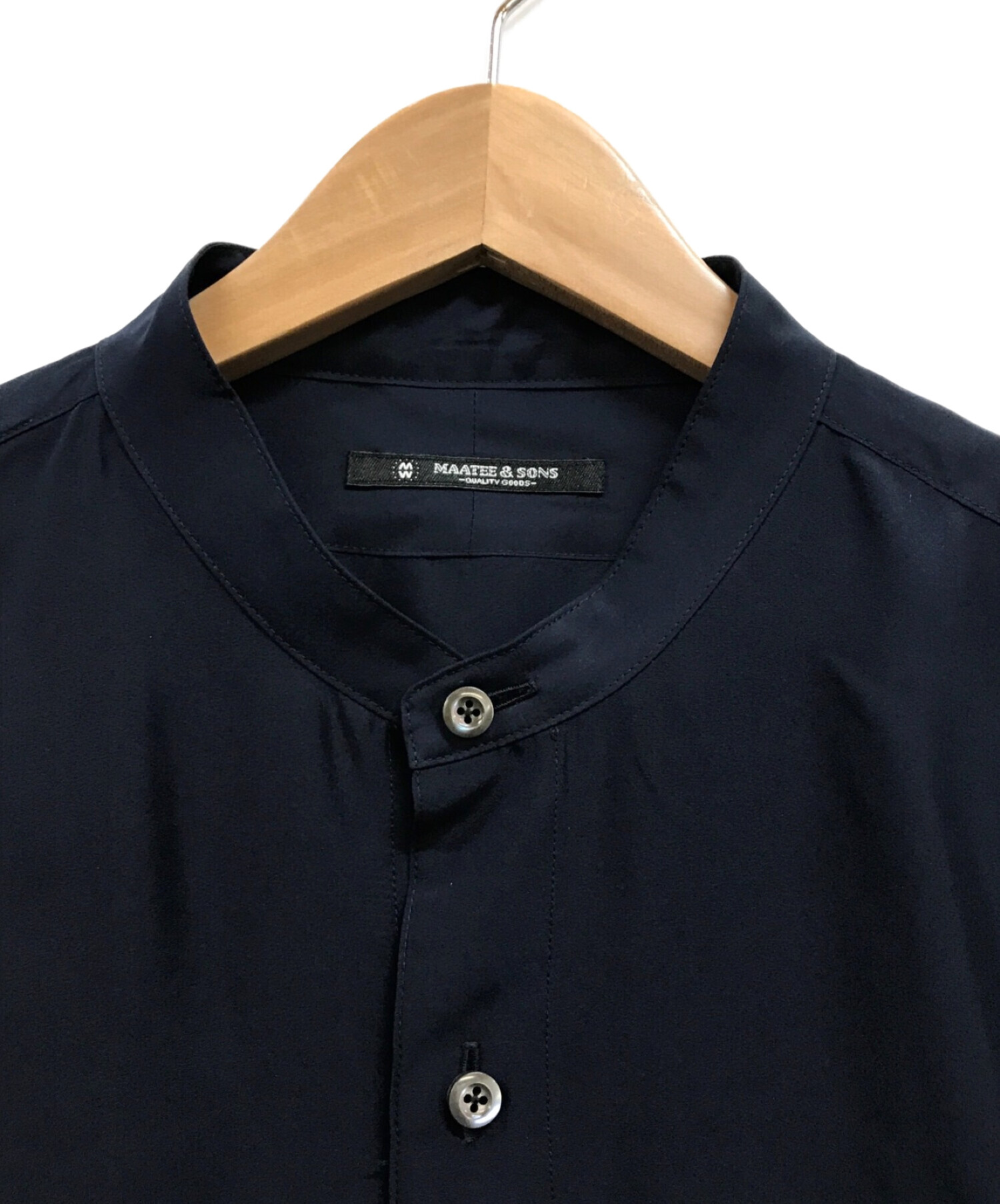 MAATEE&SONS (マーティーアンドサンズ) Silk Band Collar Shirt ネイビー サイズ:2