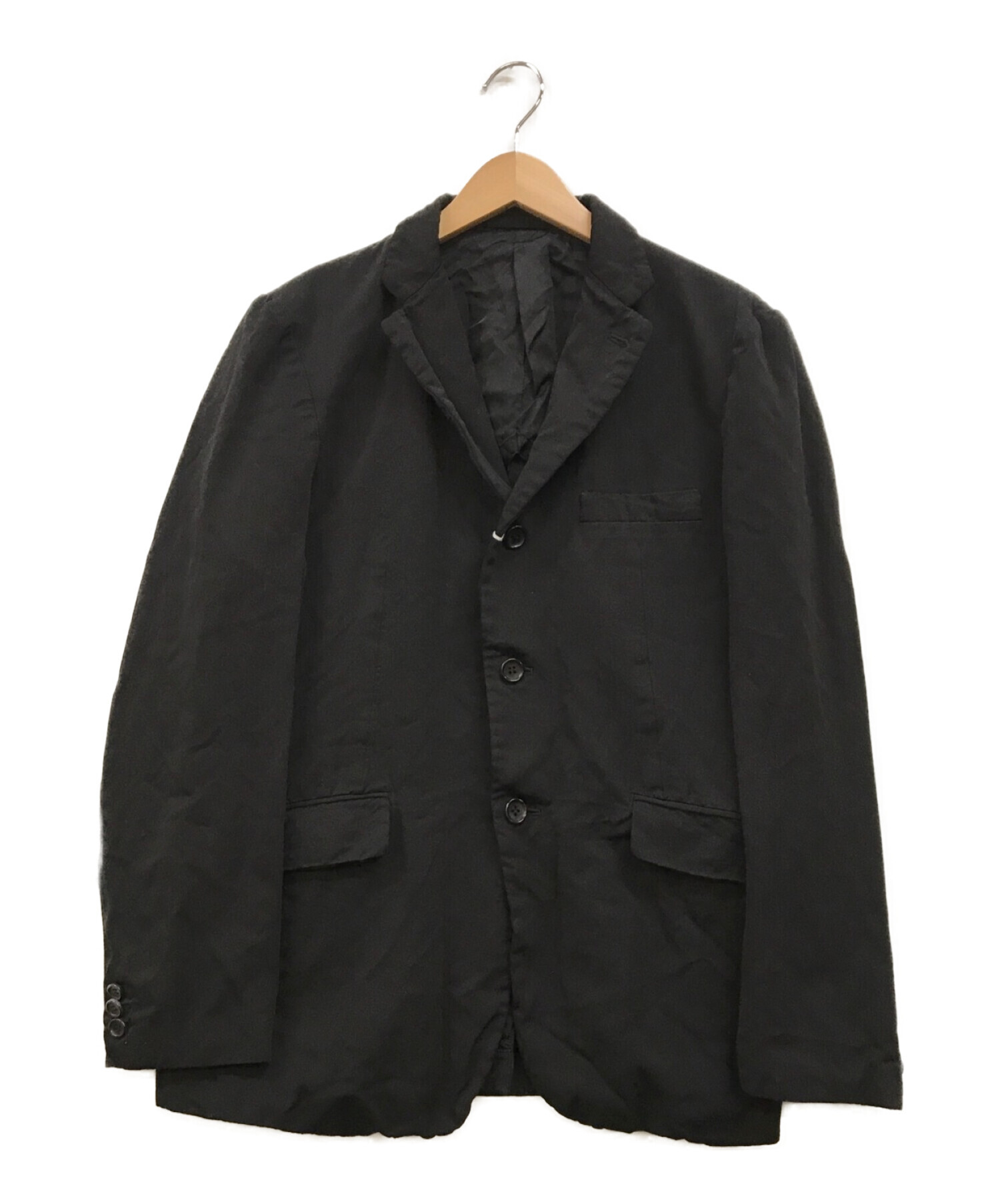 COMME des GARCONS HOMME (コムデギャルソン オム) 縮絨テーラードジャケット ブラック サイズ:S 未使用品