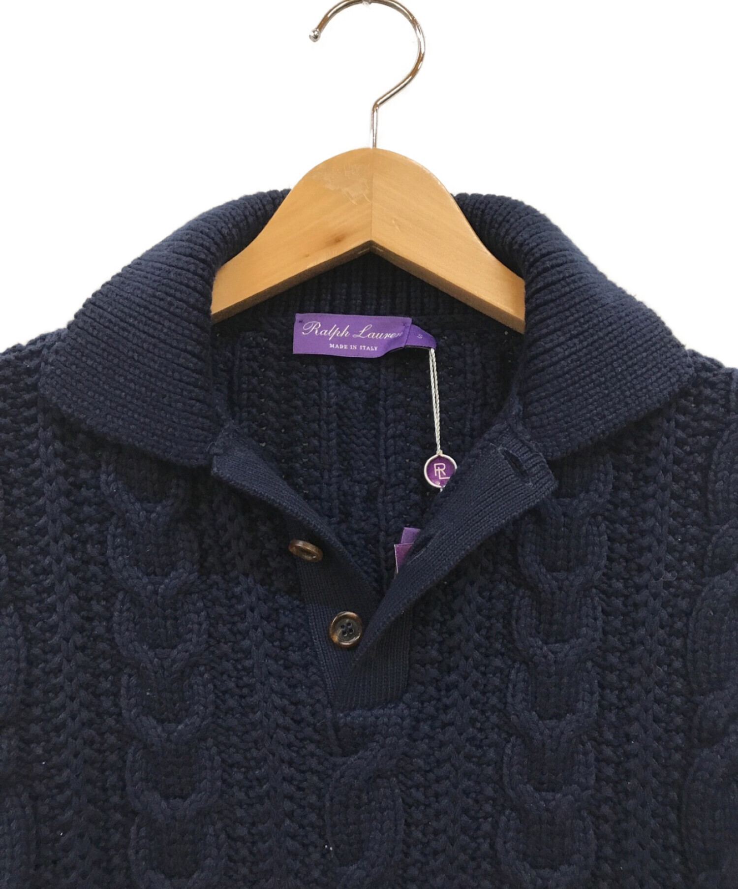 RALPH LAUREN PurpleLabel (ラルフローレン パープルレーベル) フィッシャーマンニットポロシャツ ネイビー サイズ:S 未使用品