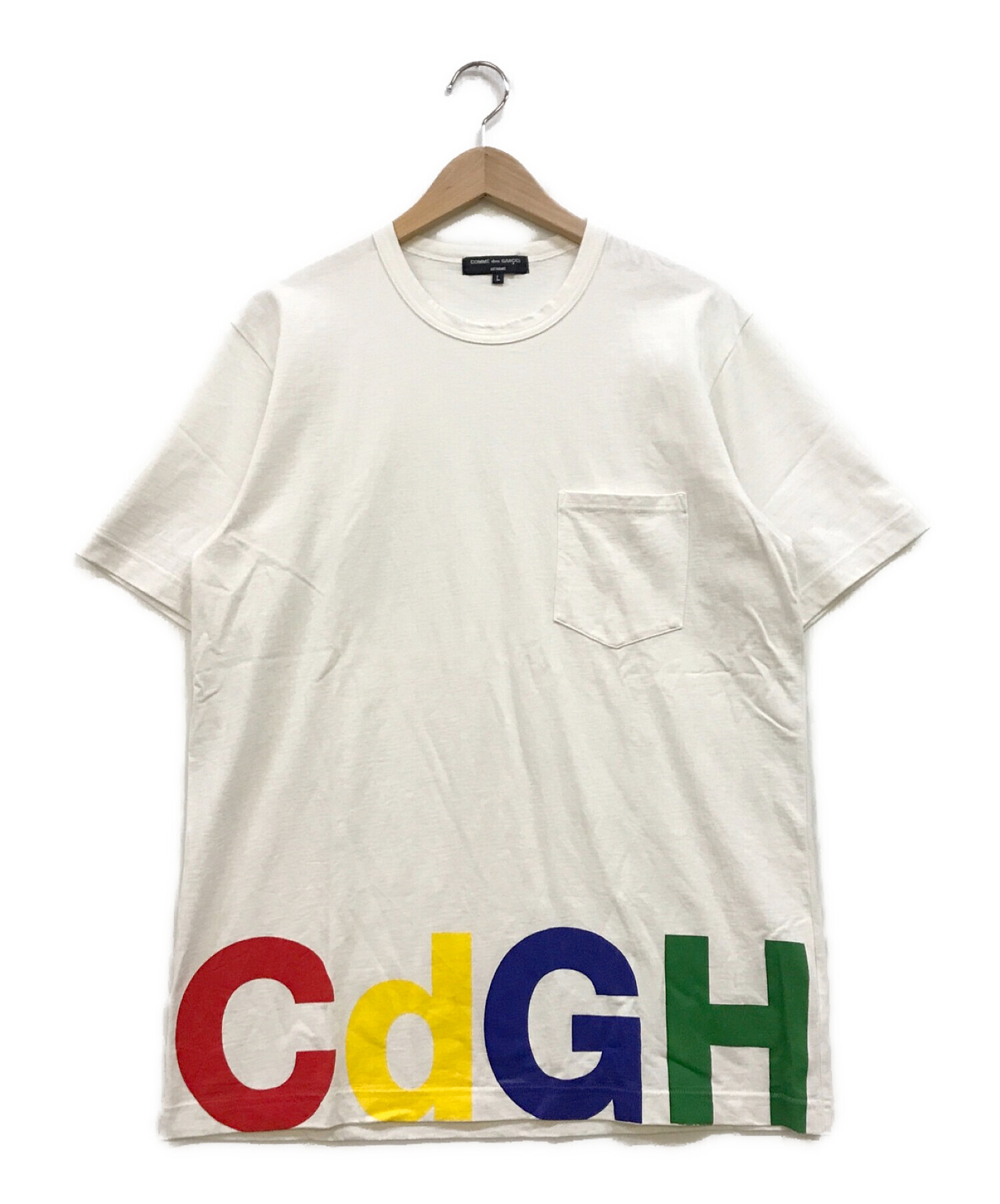 COMME des GARCONS HOMME (コムデギャルソン オム) ロゴポケットTシャツ ホワイト サイズ:L