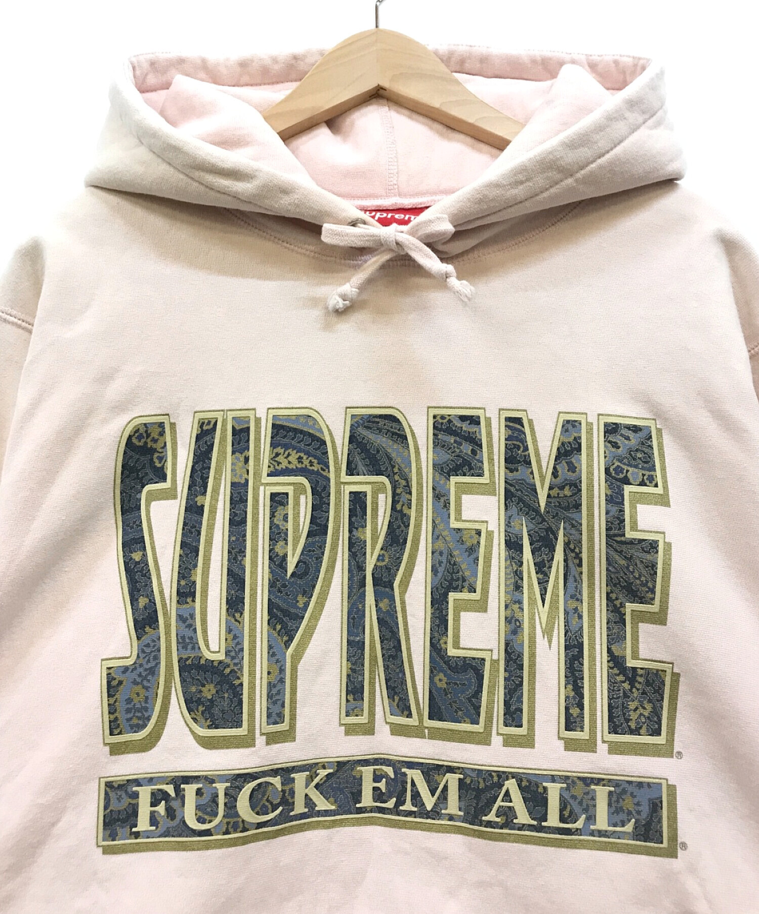 SUPREME (シュプリーム) Paisley Fuck Em All Hoodie ピンク サイズ:L