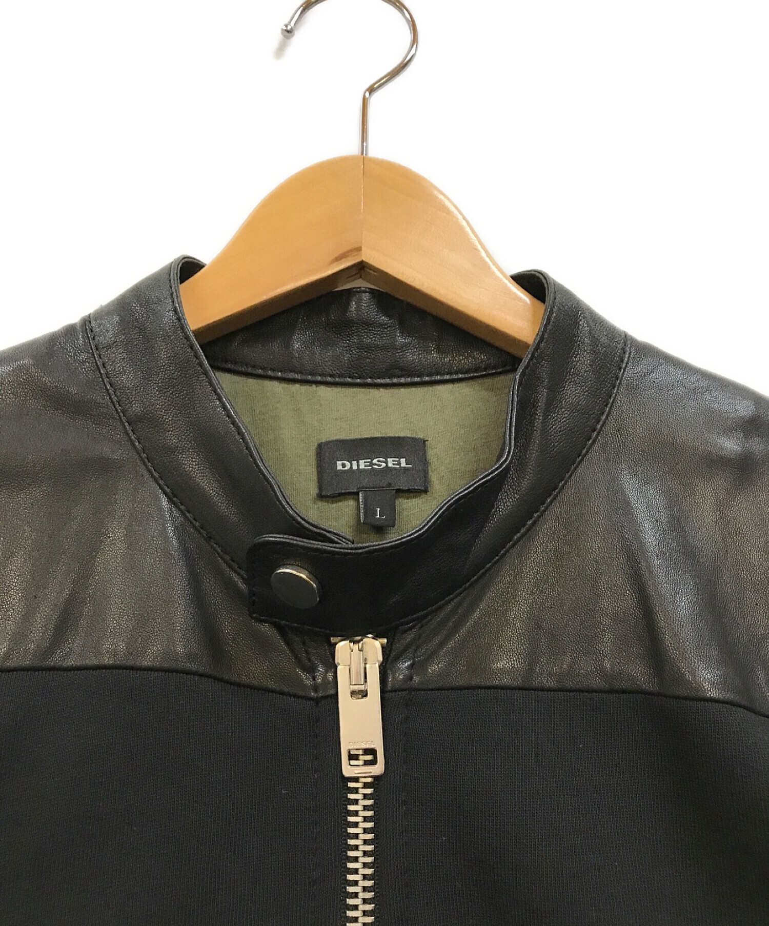 中古・古着通販】DIESEL (ディーゼル) レザーコンビスウェット