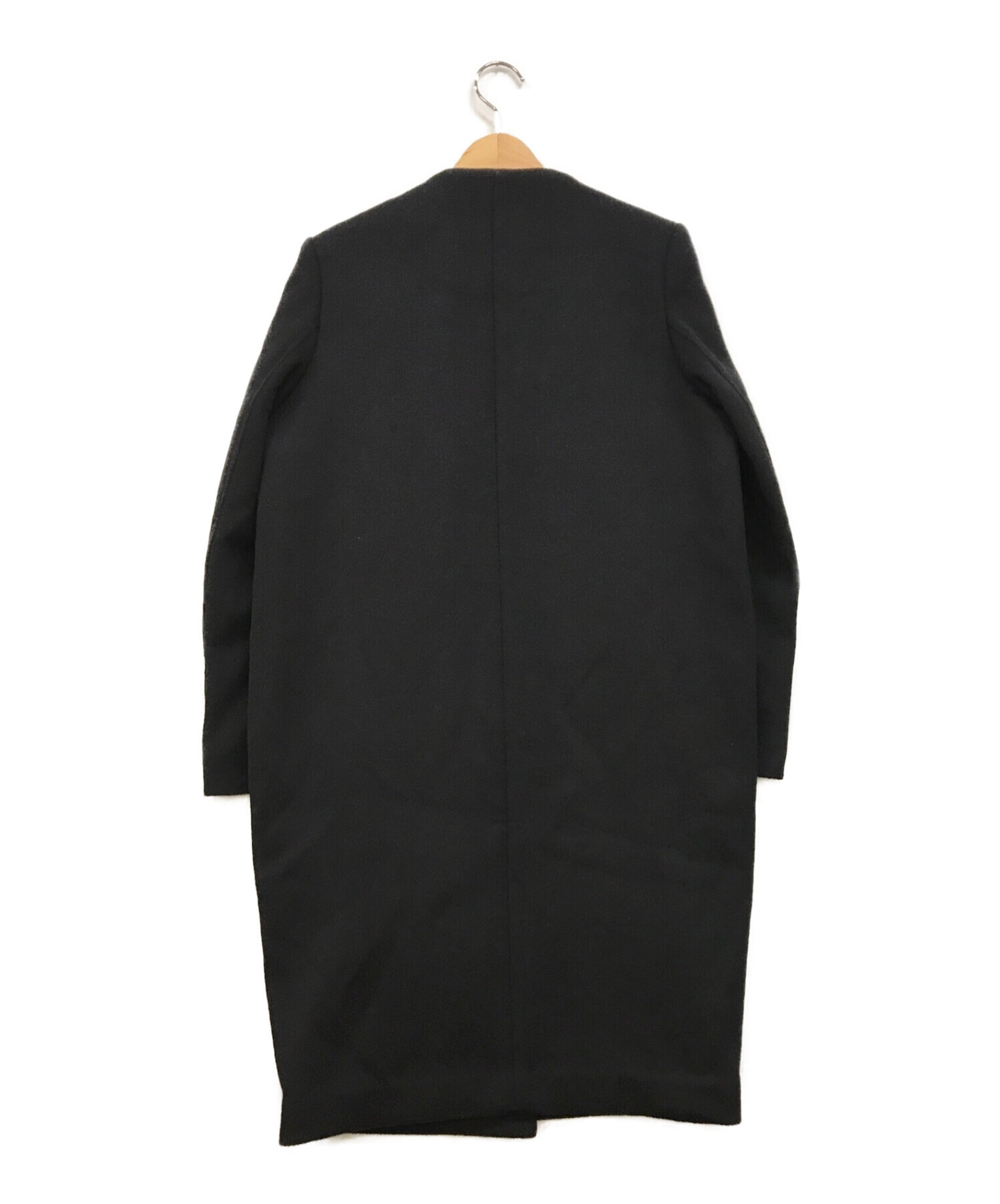 ENFOLD (エンフォルド) ウールリバーノーカラーコート ブラック サイズ:36