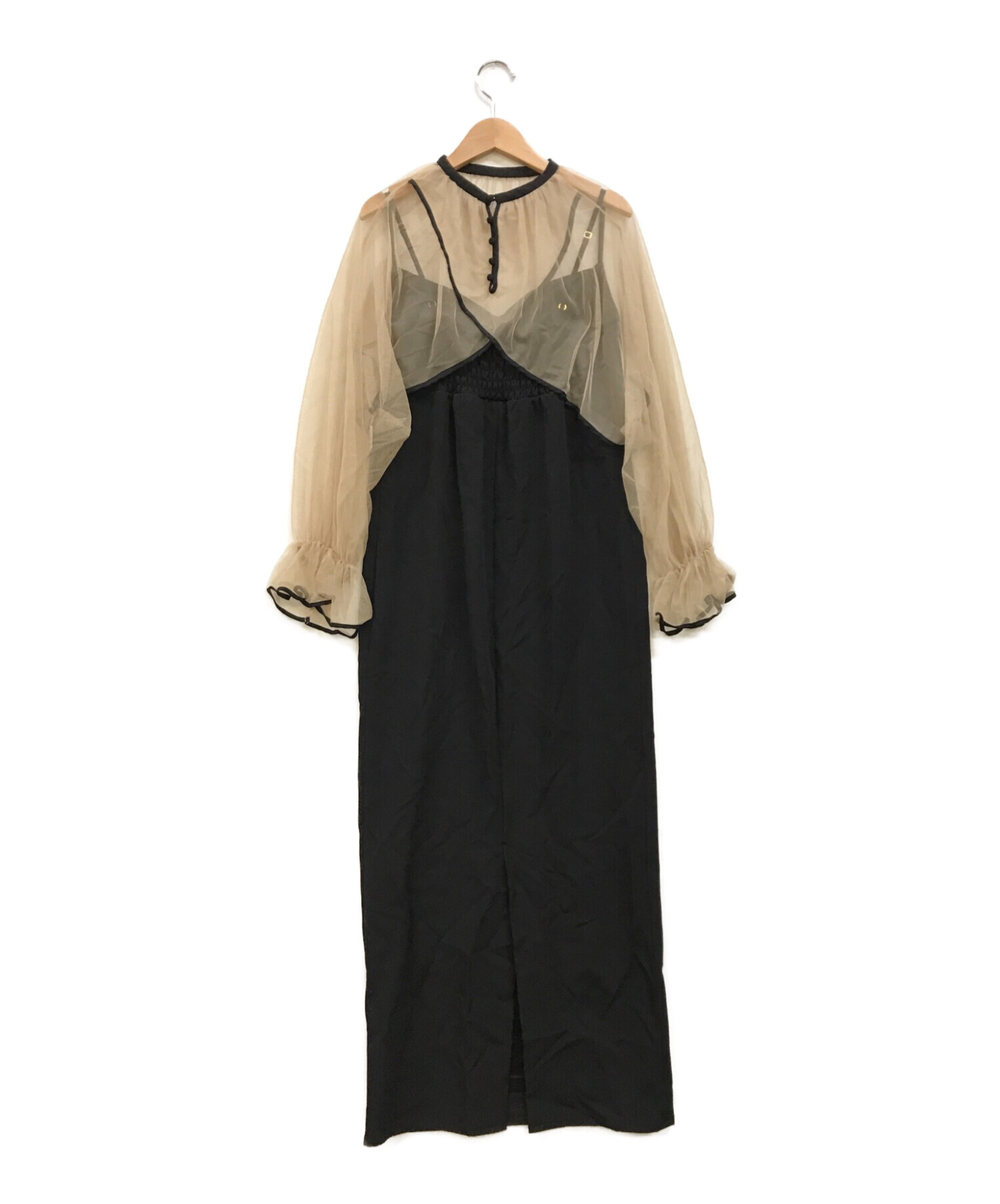 中古・古着通販】Ameri (アメリ) MANY WAY AIRY VEIL DRESS ブラック