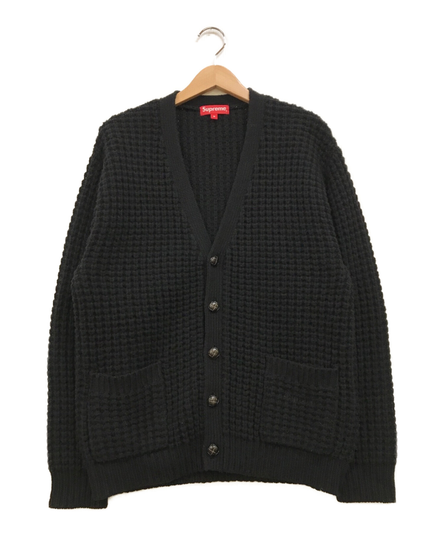 SUPREME (シュプリーム) waffle knit cardigan ブラック サイズ:M