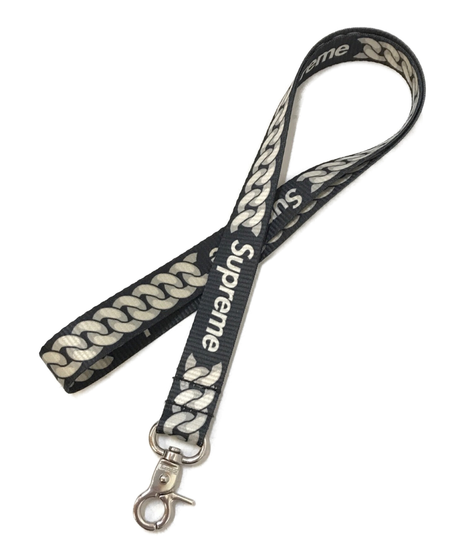 SUPREME (シュプリーム) Cuban Links Lanyard ブラック×ホワイト