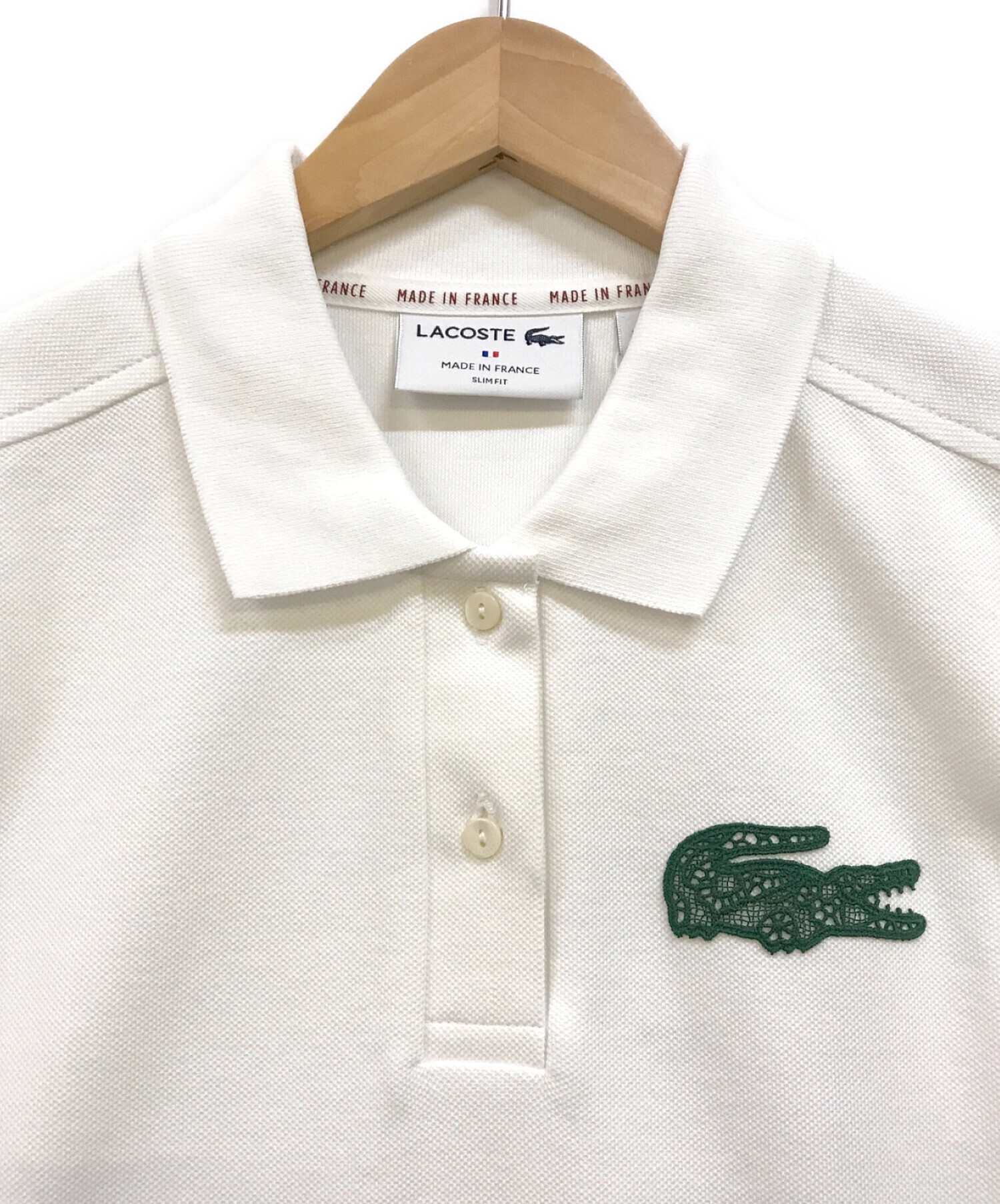 LACOSTE (ラコステ) レースクロックエンブレムポロシャツ ホワイト サイズ:34 未使用品