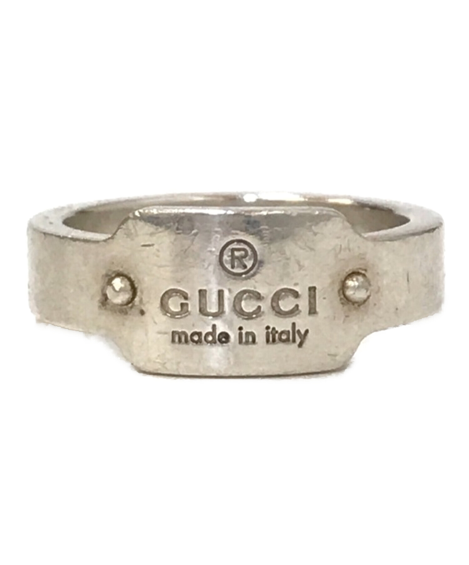 GUCCI (グッチ) ロゴプレートシルバーリング シルバー サイズ:17-18号(表記18)